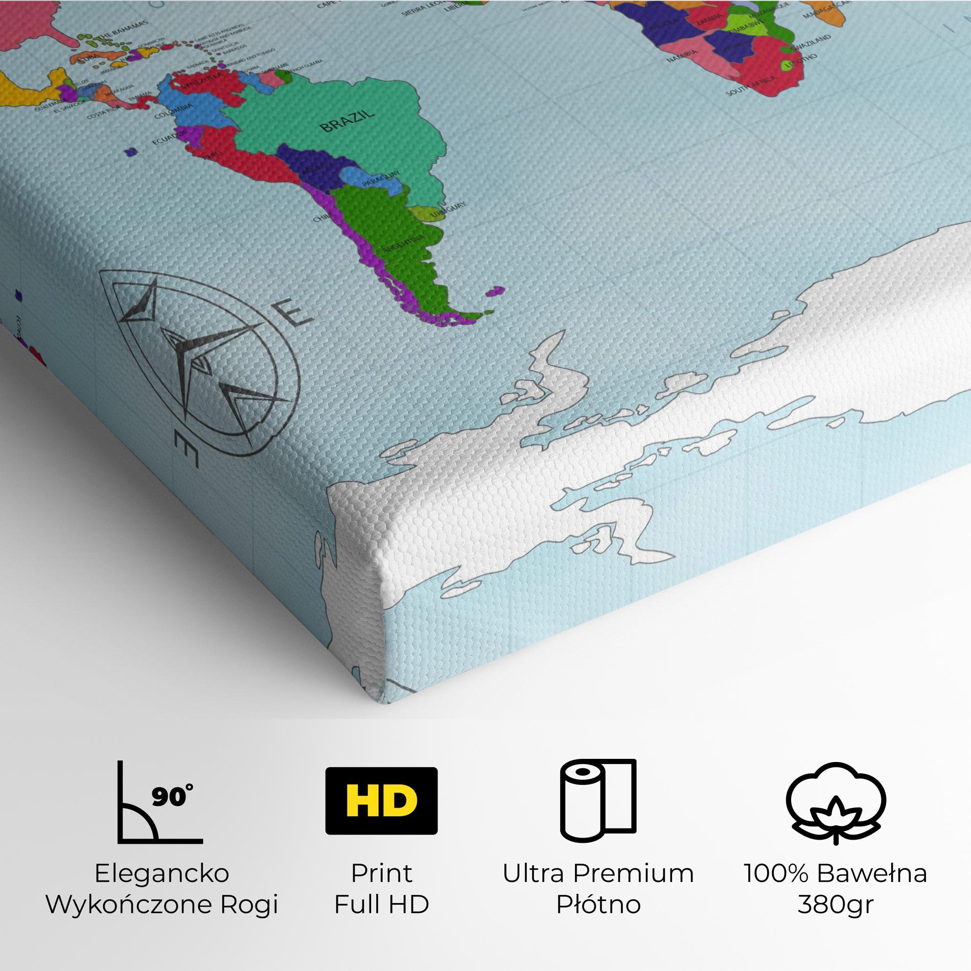 Obraz na Płótnie Colorful Continents mockup 4