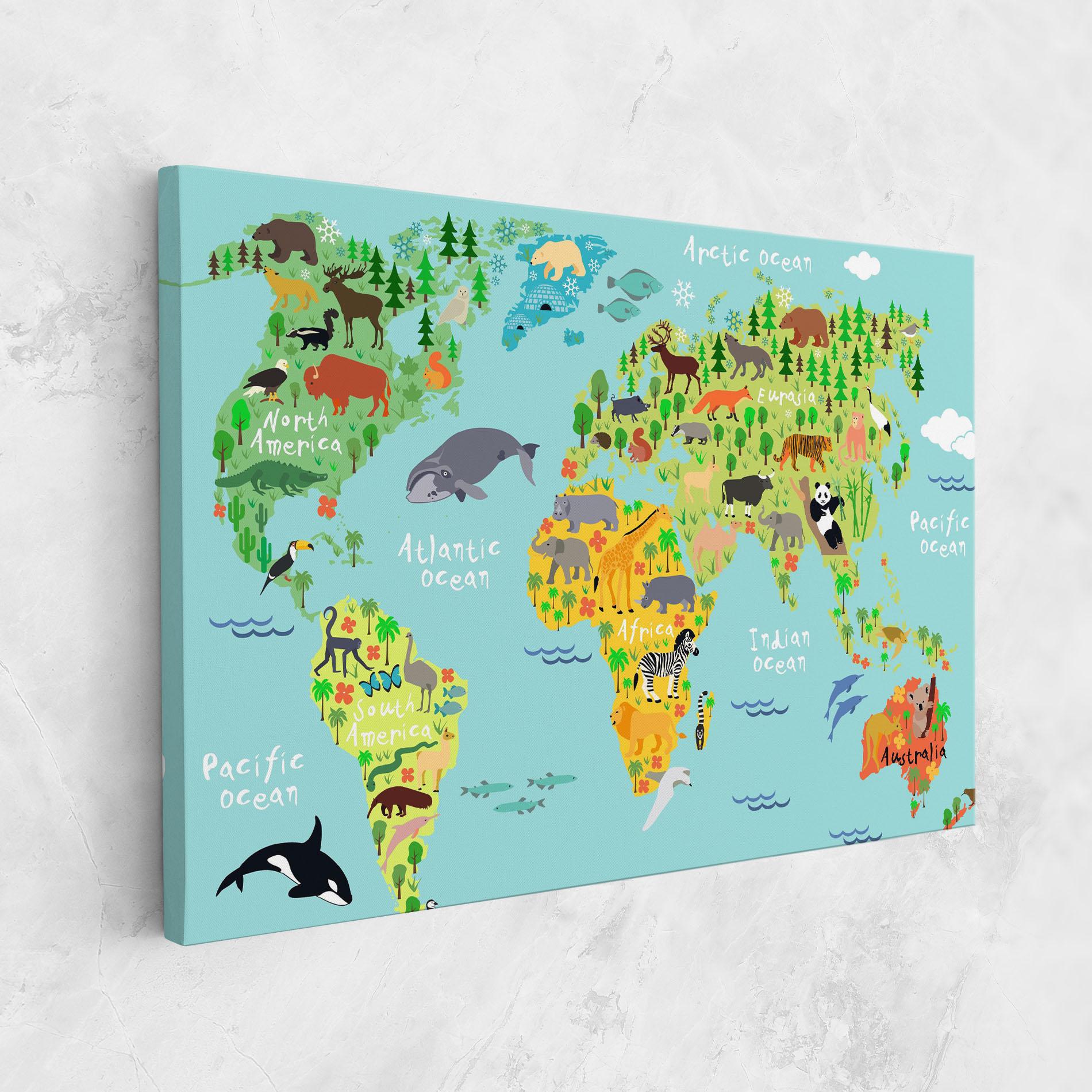 Obraz na Płótnie Animal World Map mockup 1