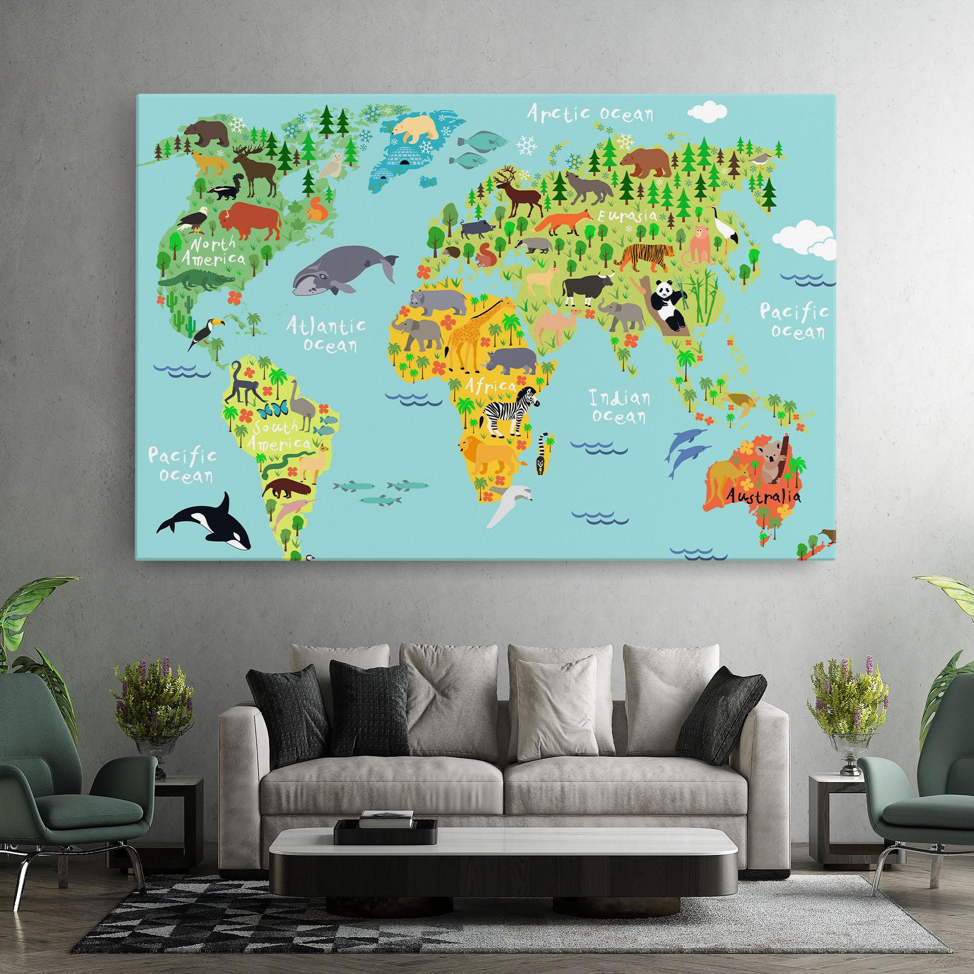 Obraz na Płótnie Animal World Map mockup 7