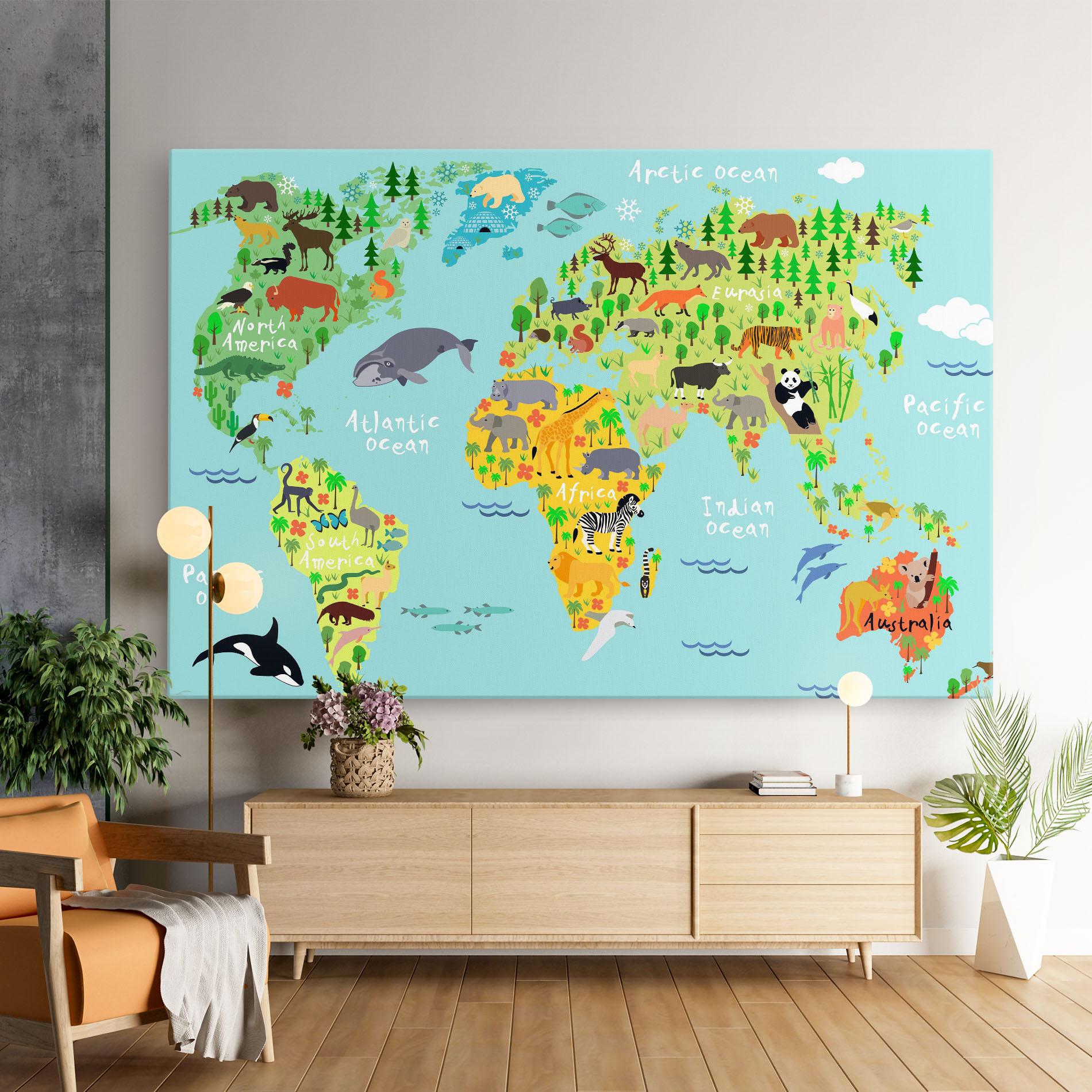 Obraz na Płótnie Animal World Map mockup 9