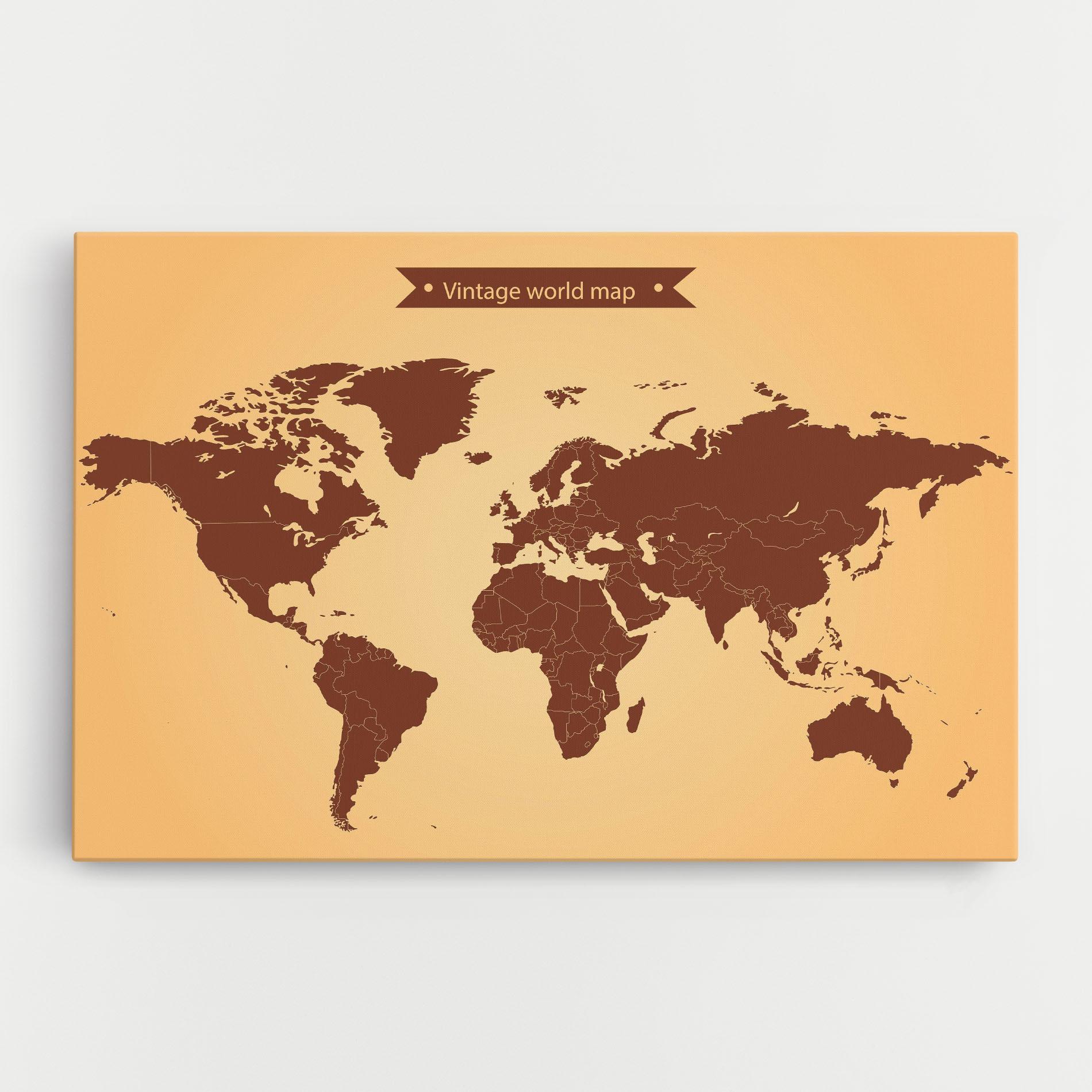 Obraz na Płótnie Vintage World Map mockup 0