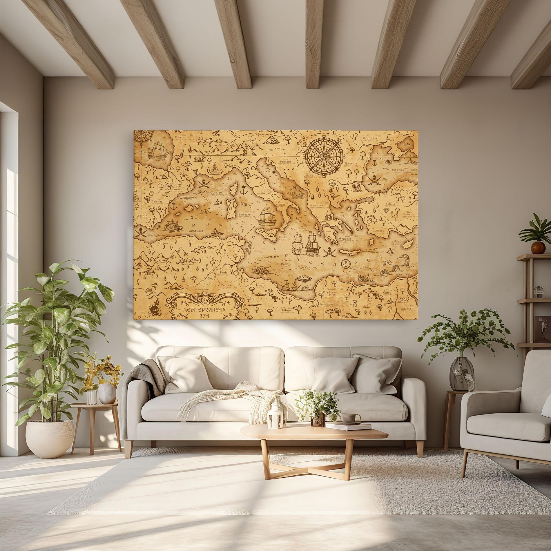 Obraz na Płótnie Cream Brown Map mockup 6