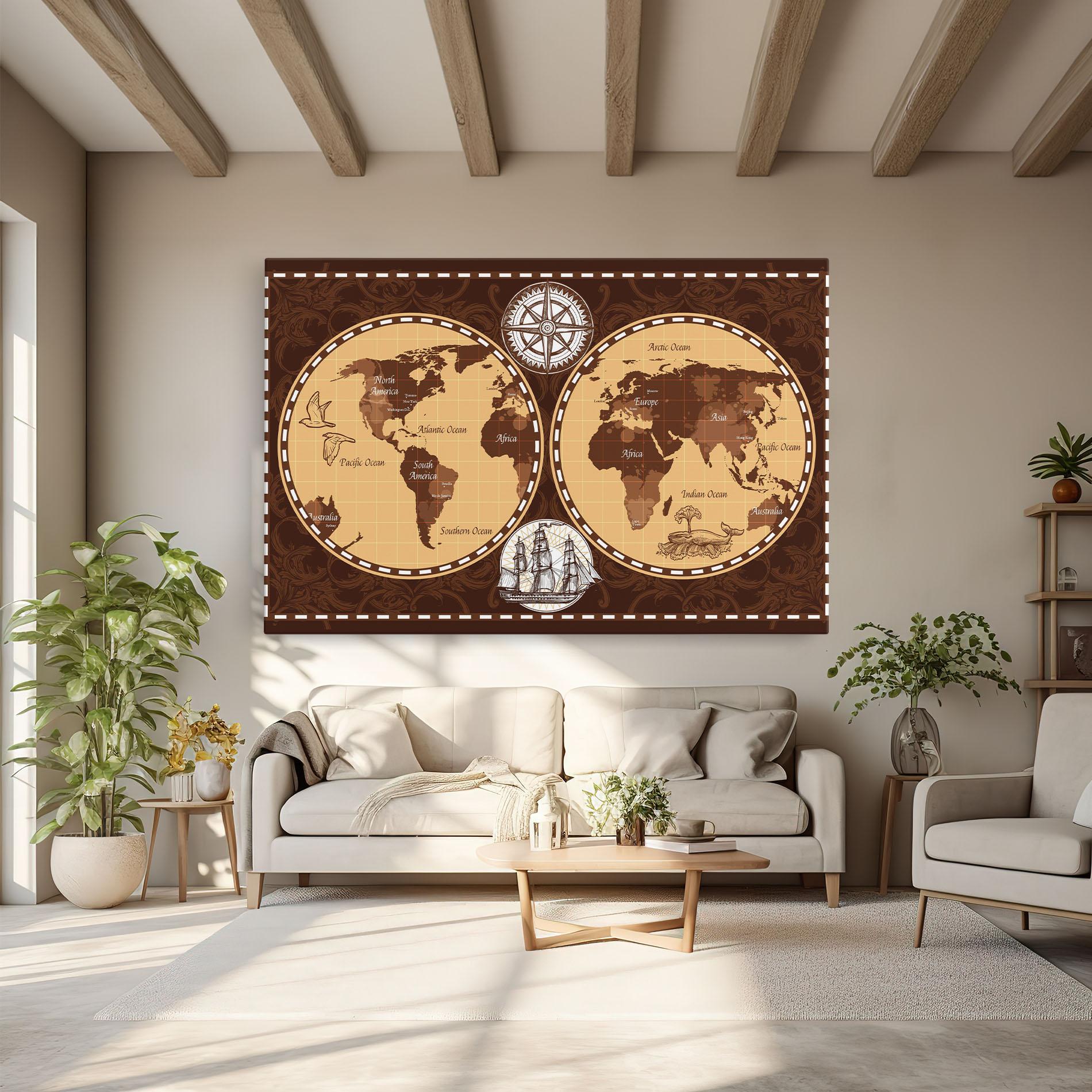 Obraz na Płótnie Old Brown Map mockup 6