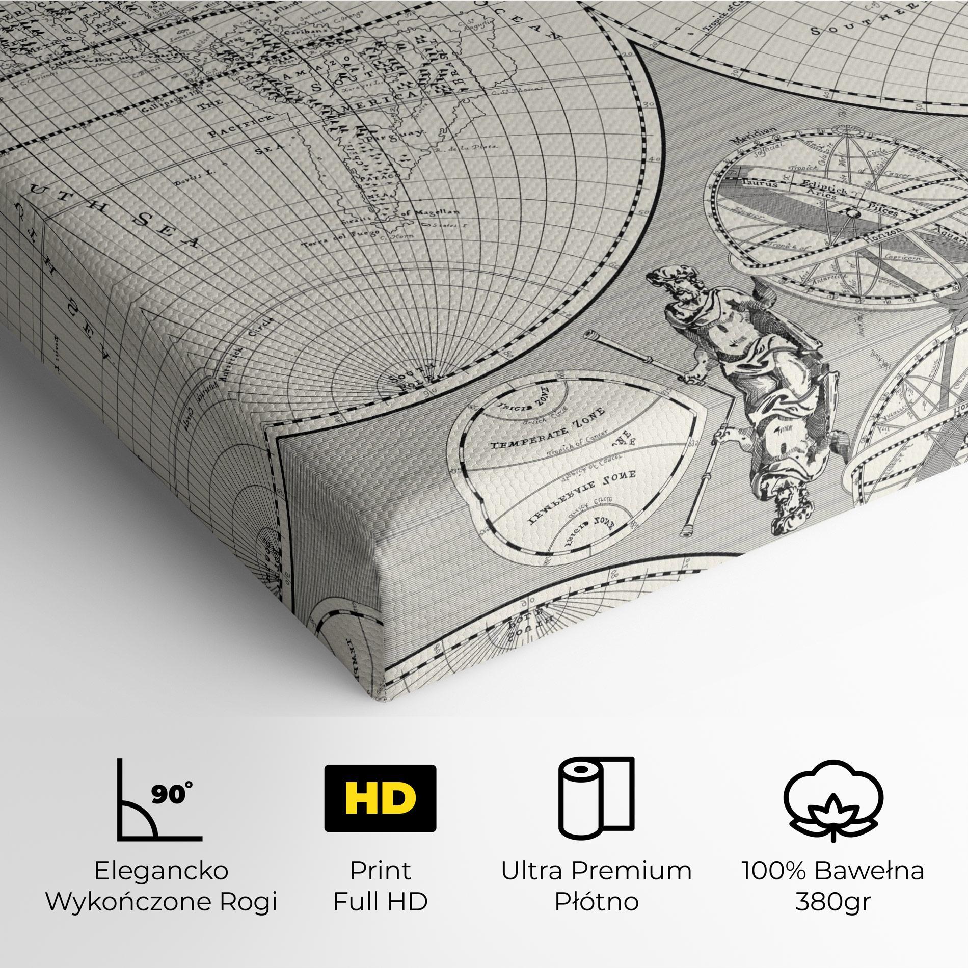 Obraz na Płótnie Black White Map mockup 4