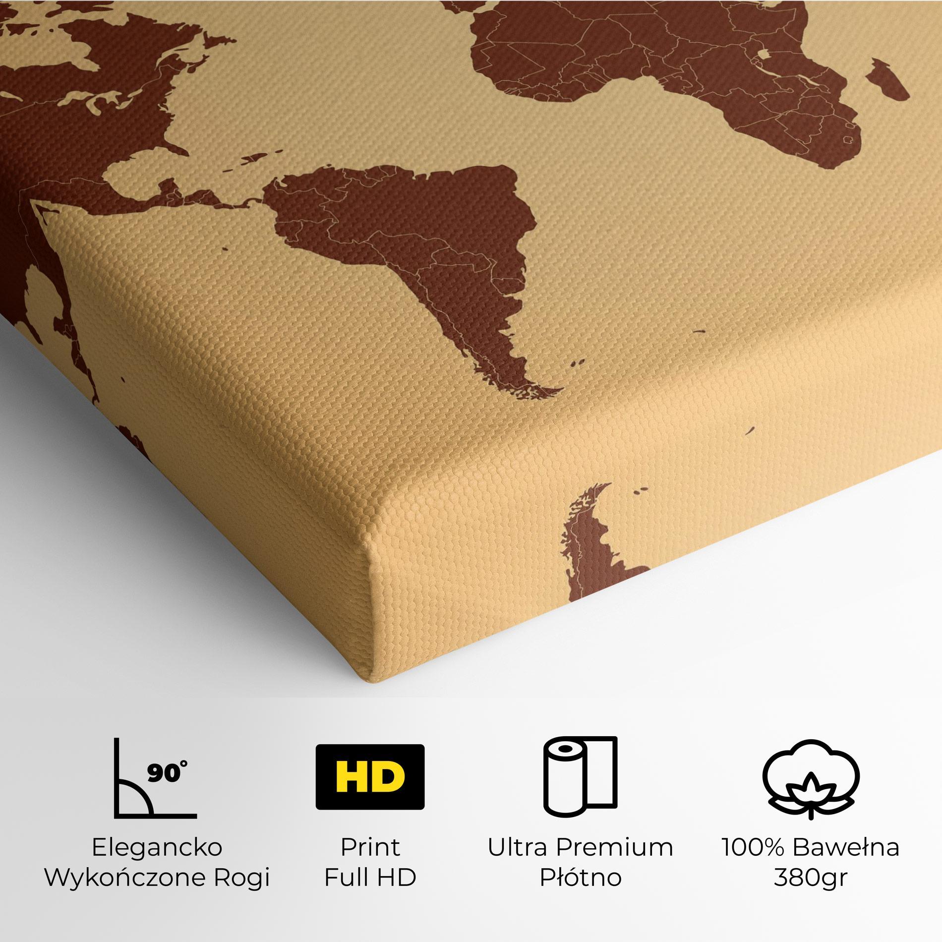 Obraz na Płótnie Vintage World Map mockup 4