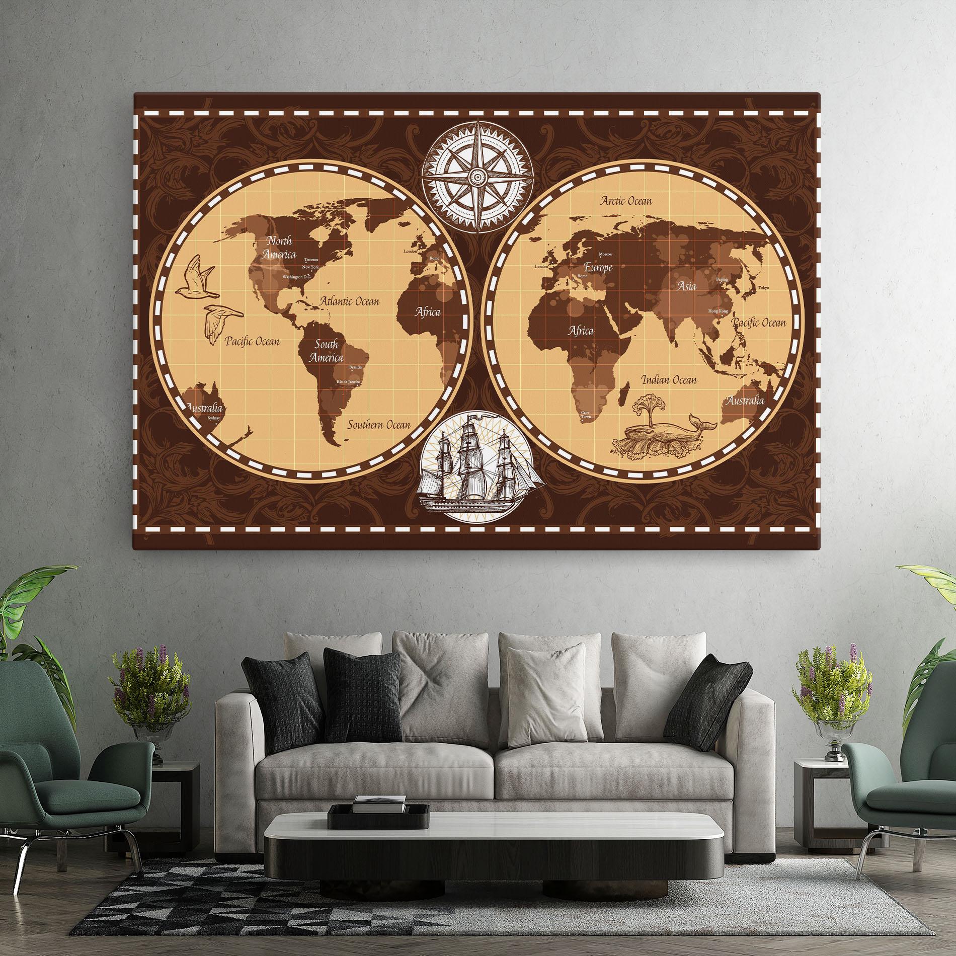 Obraz na Płótnie Old Brown Map mockup 7