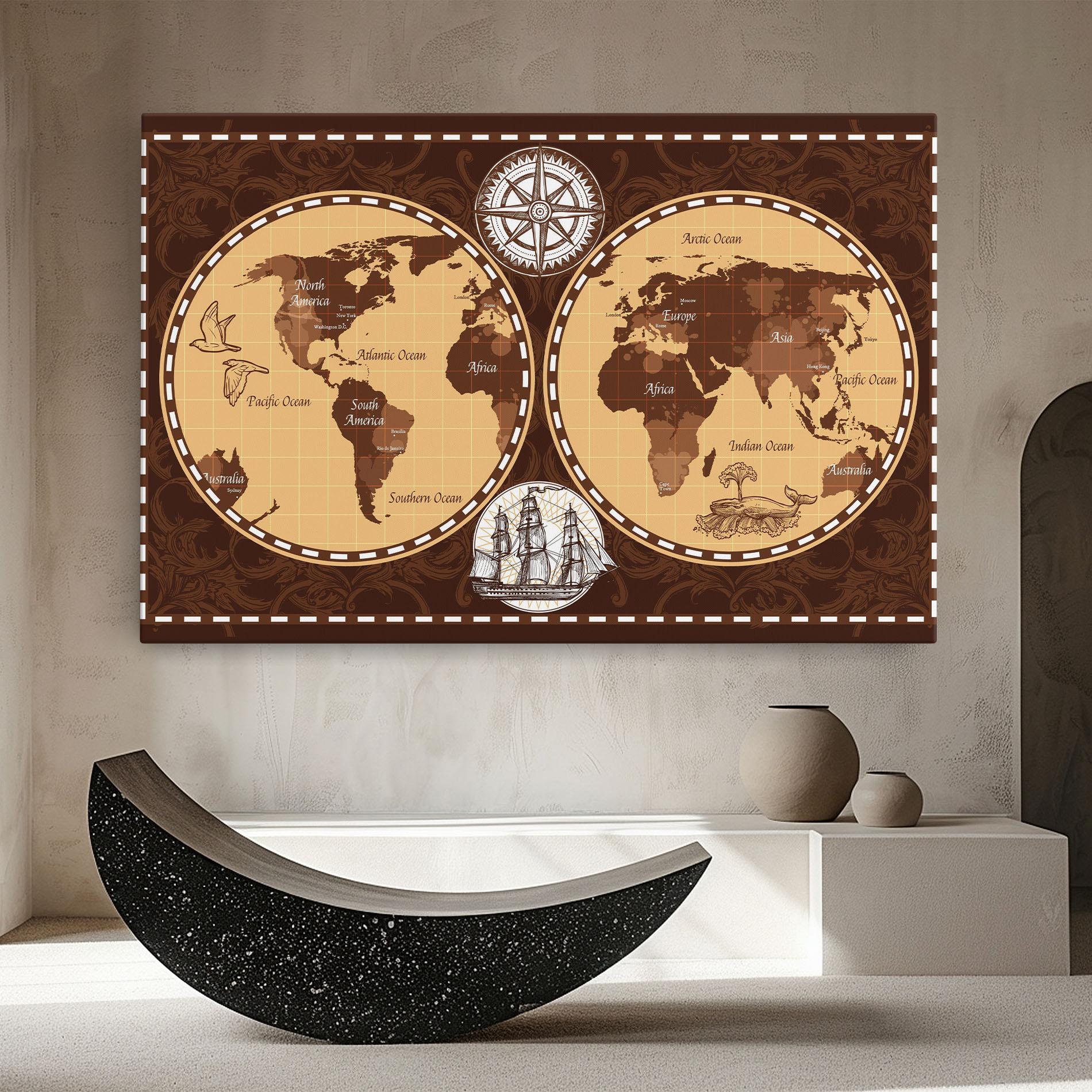Obraz na Płótnie Old Brown Map mockup 8