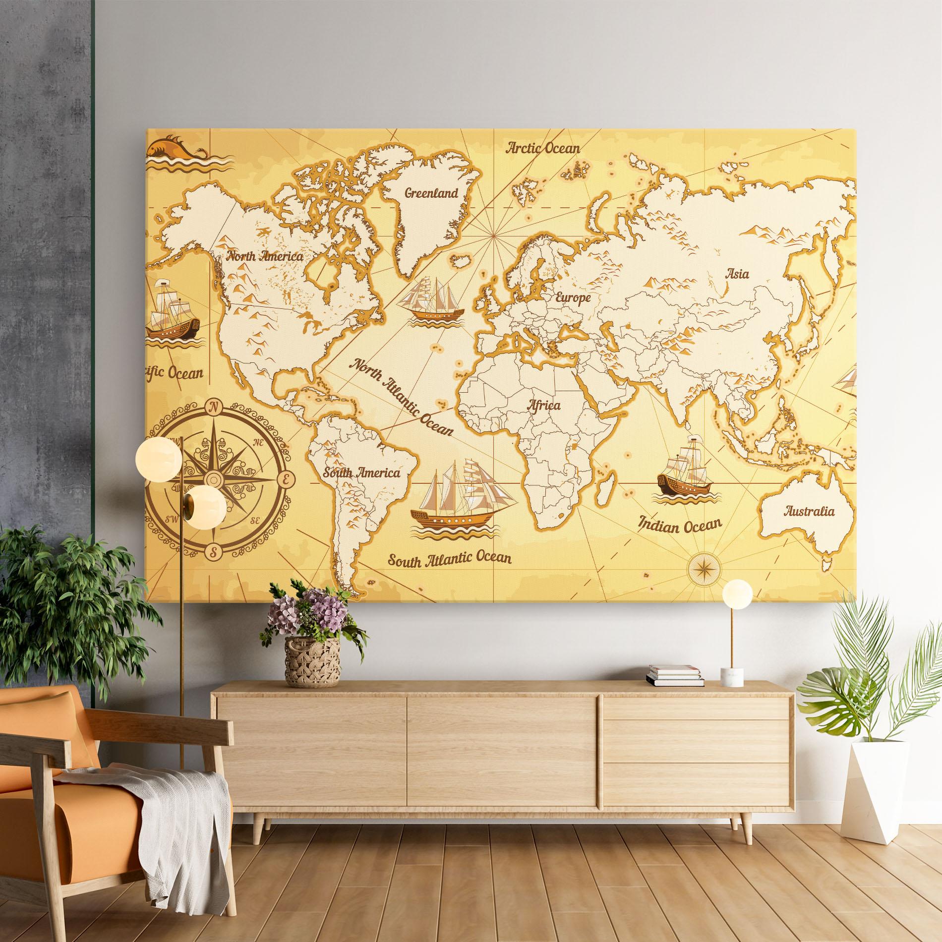 Obraz na Płótnie Gold Vintage Map mockup 9