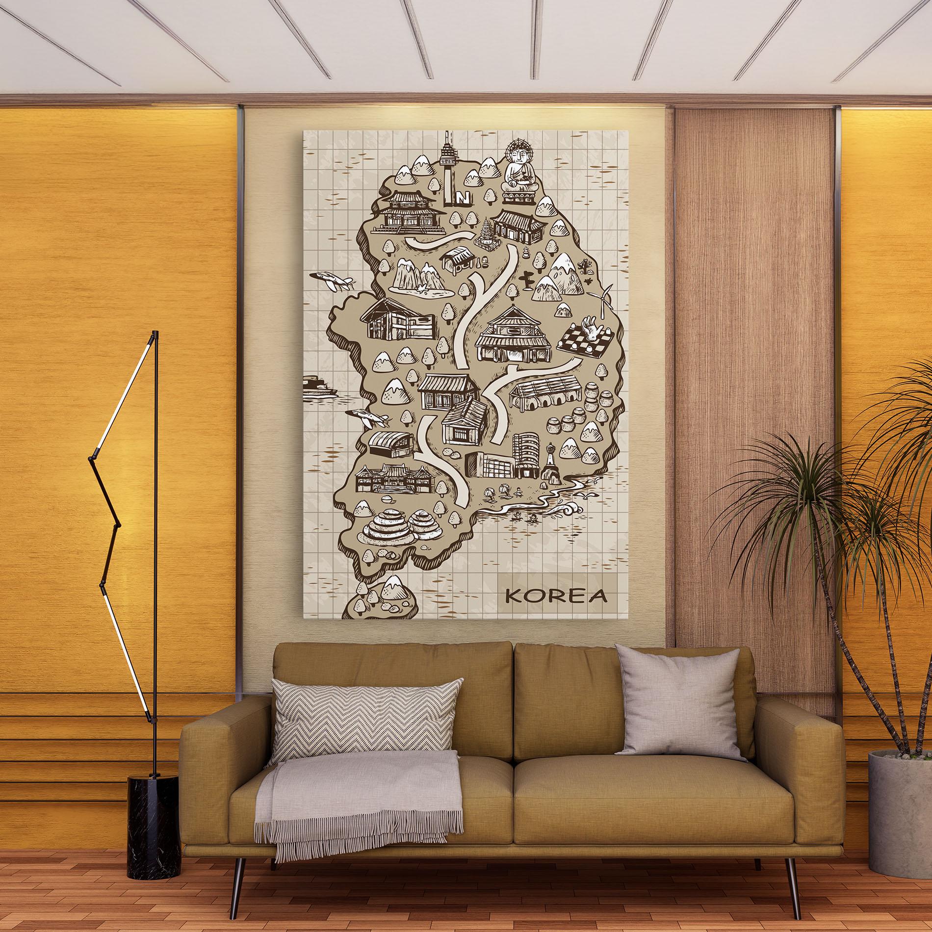 Obraz na Płótnie Old Korea Map mockup 9