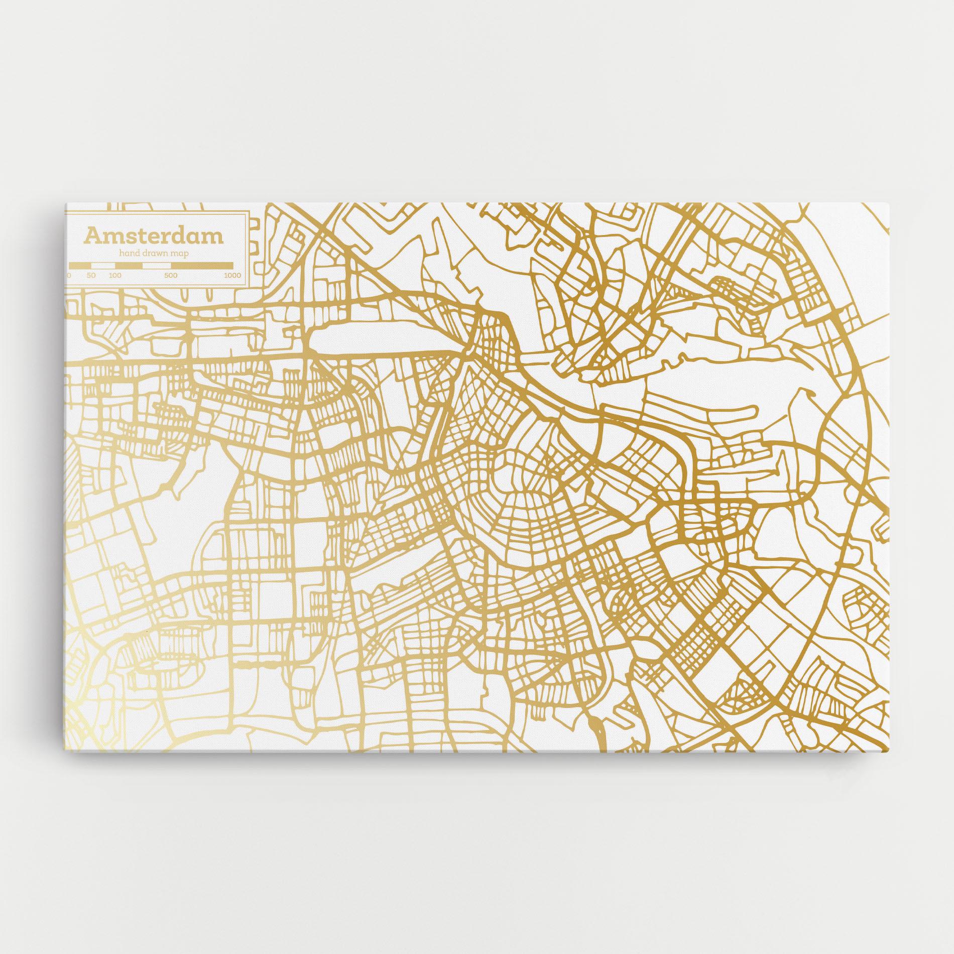 Obraz na Płótnie Amsterdam Gold Map mockup 0