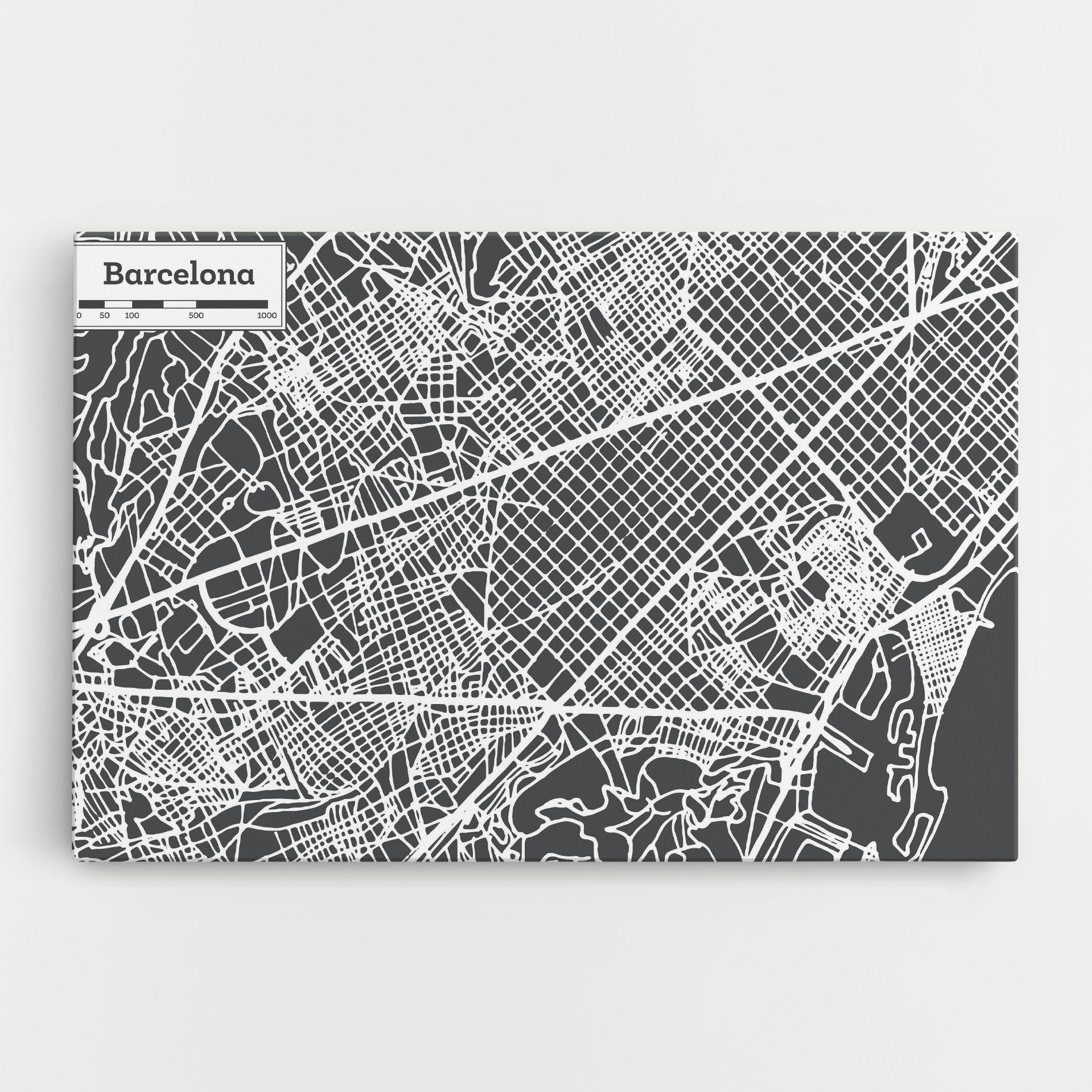 Obraz na Płótnie Barcelona Map mockup 0