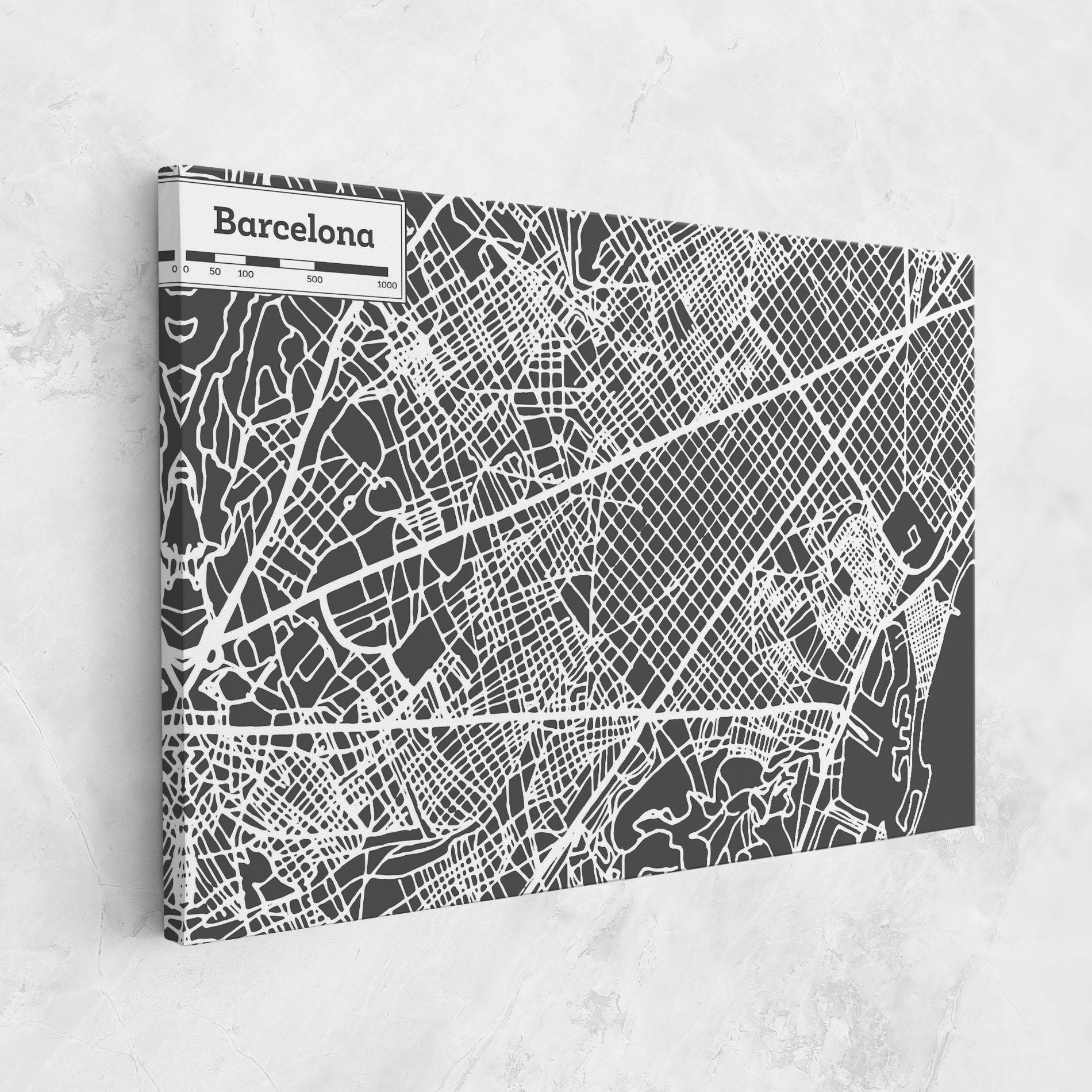 Obraz na Płótnie Barcelona Map mockup 1