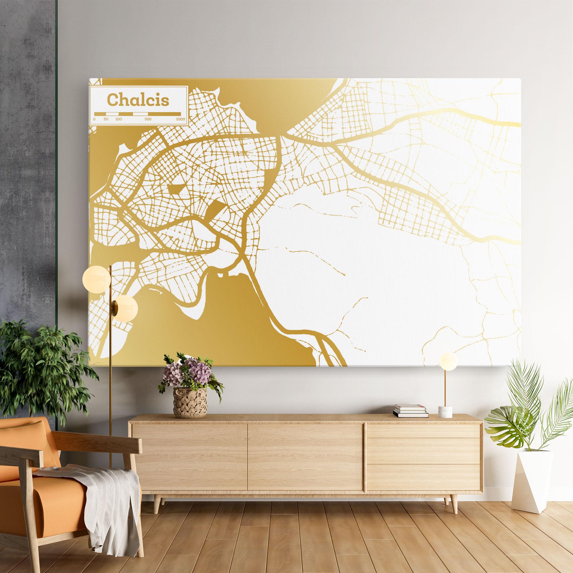 Obraz na Płótnie Chalcis Gold Map mockup 9