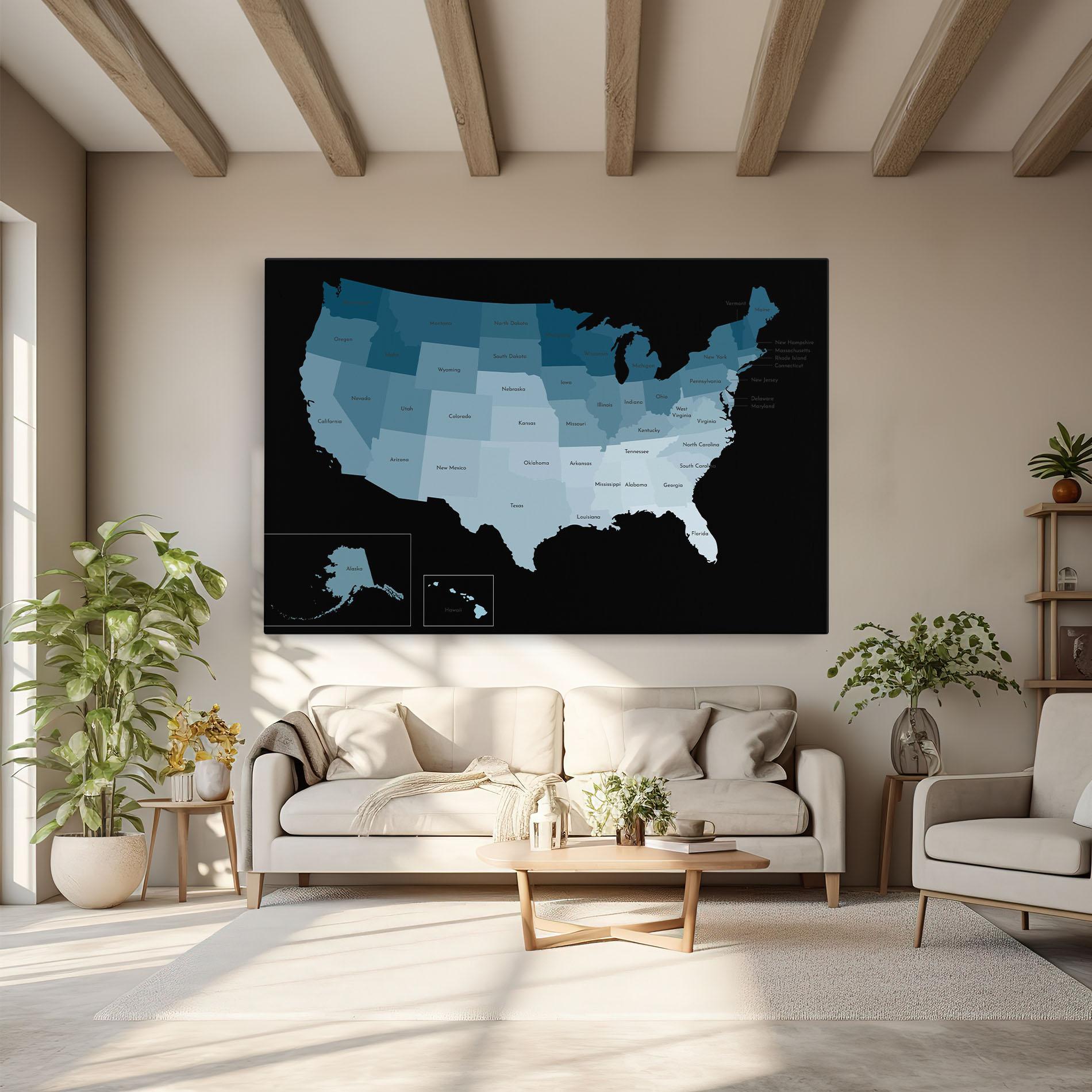 Obraz na Płótnie Sua Blue Map mockup 6