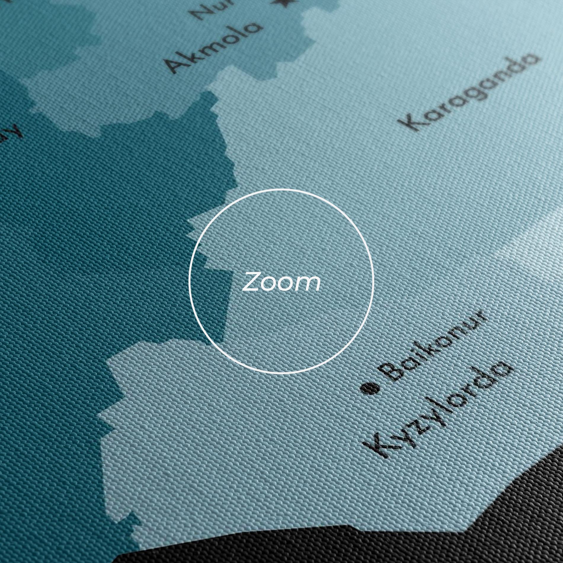Obraz na Płótnie Kazahstan Blue Map mockup 3