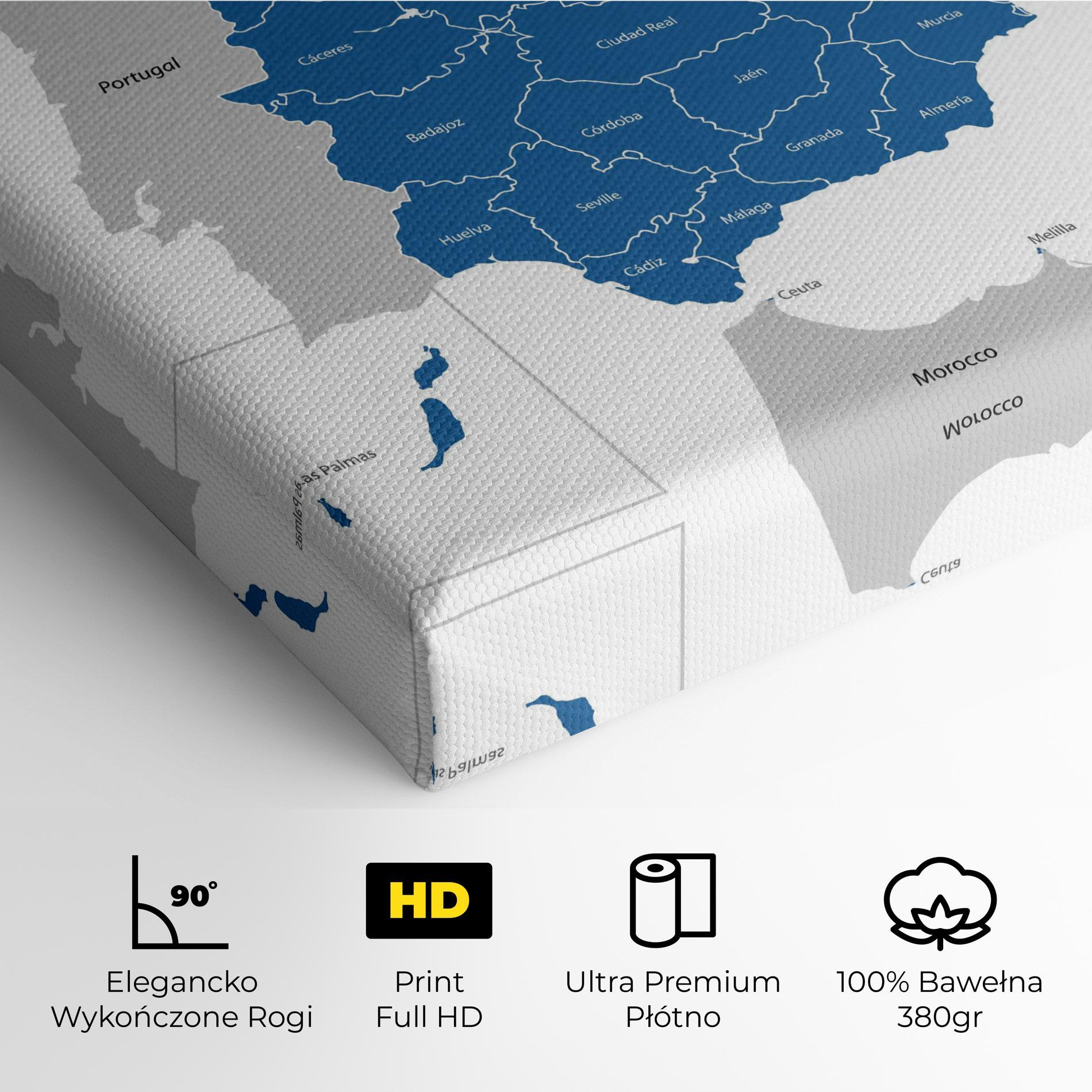 Obraz na Płótnie Spain Blue Map mockup 4