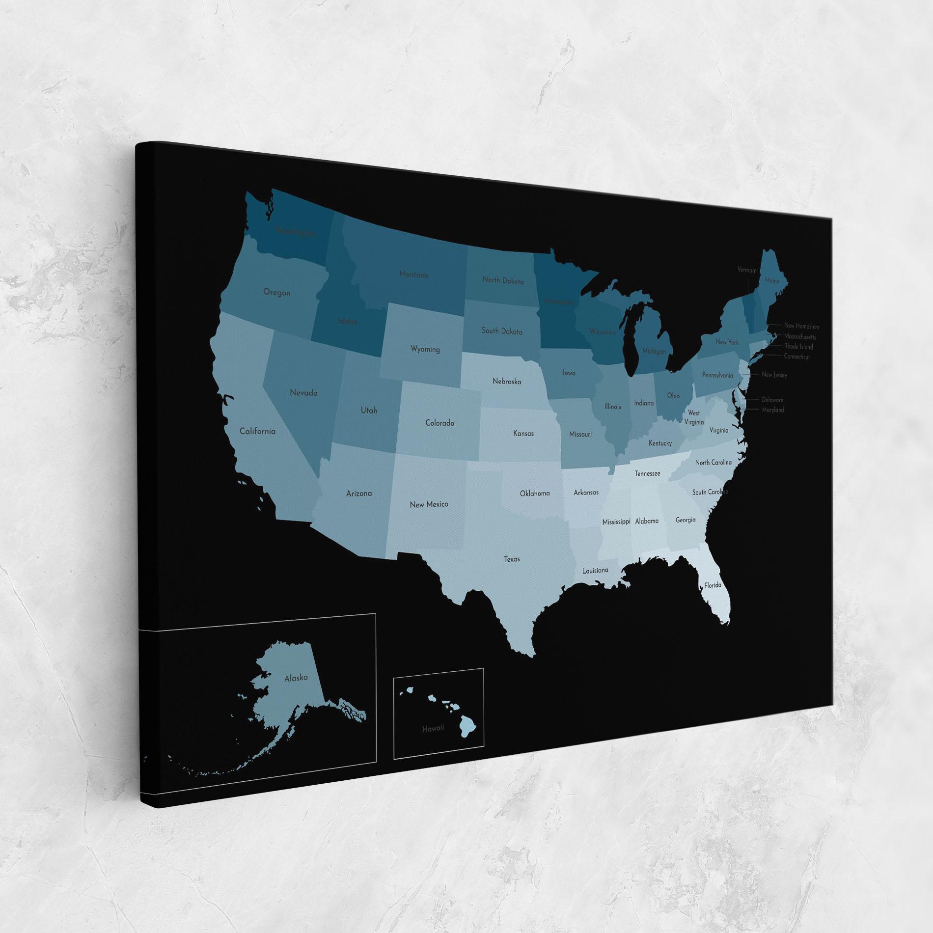 Obraz na Płótnie Sua Blue Map mockup 1