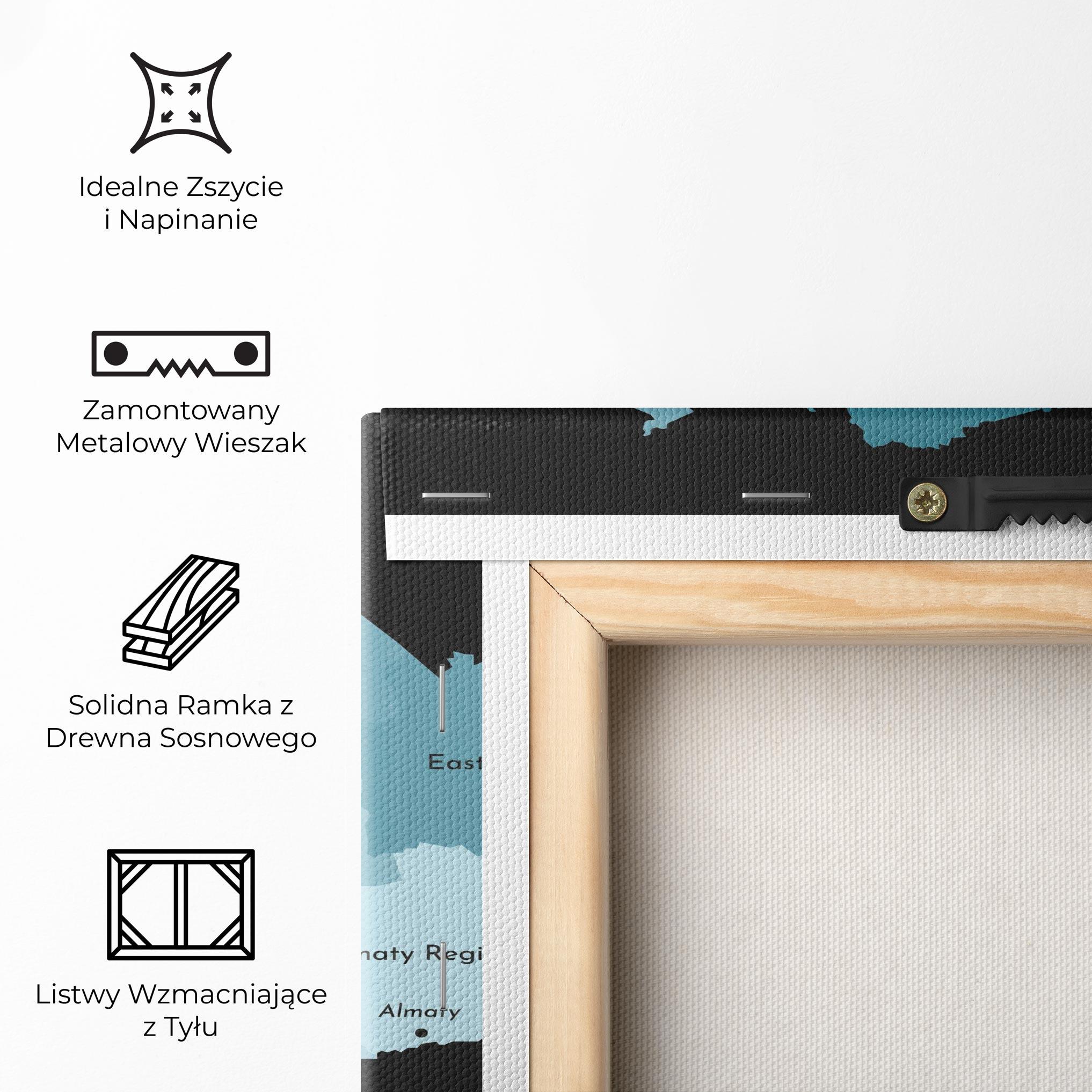 Obraz na Płótnie Kazahstan Blue Map mockup 5