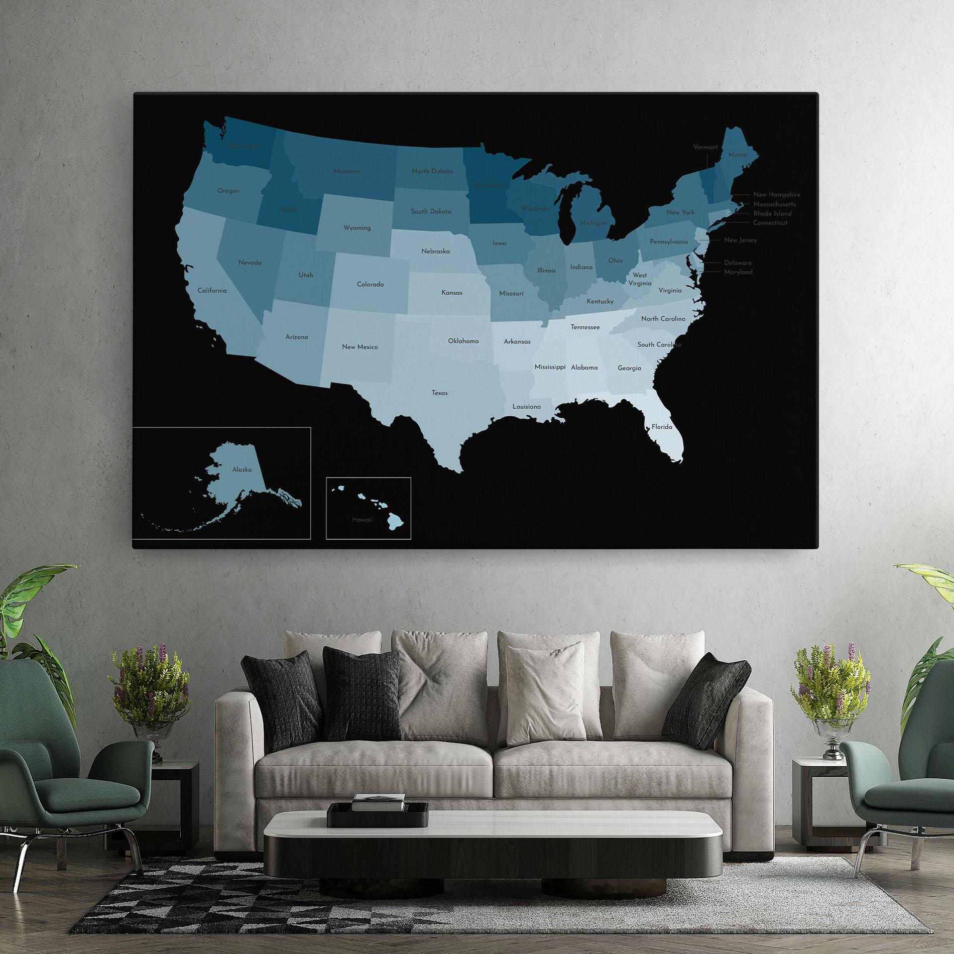 Obraz na Płótnie Sua Blue Map mockup 7