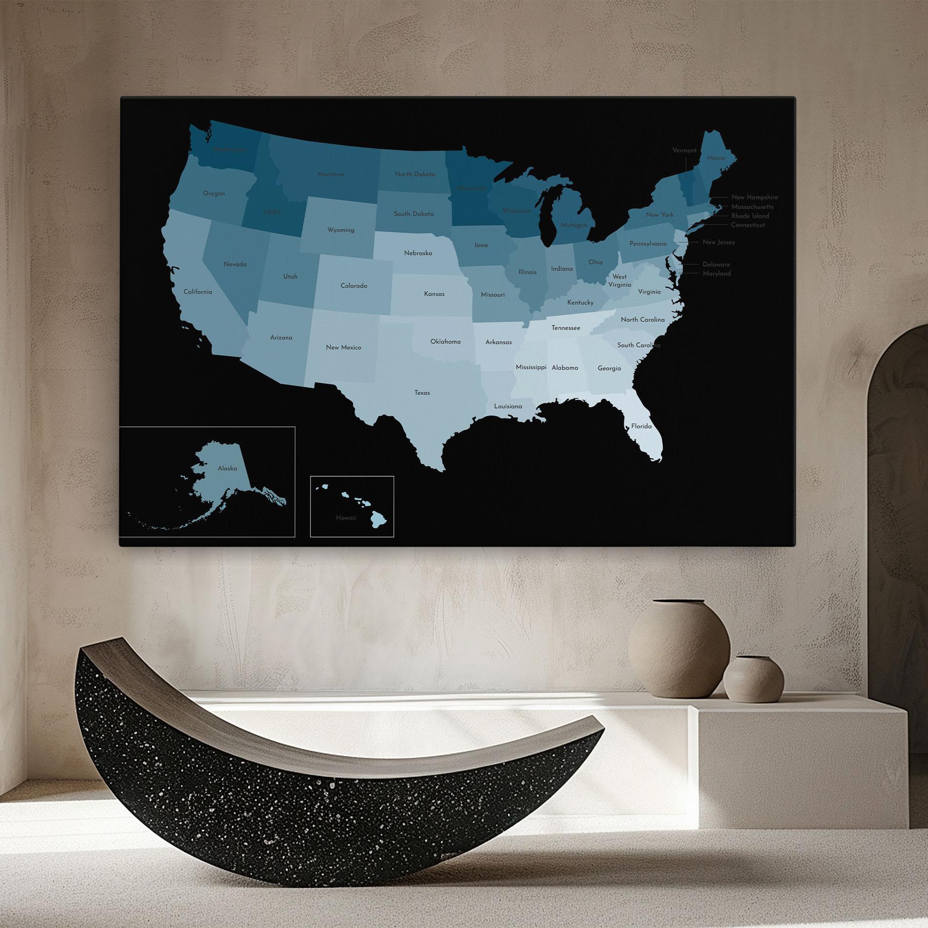 Obraz na Płótnie Sua Blue Map mockup 8