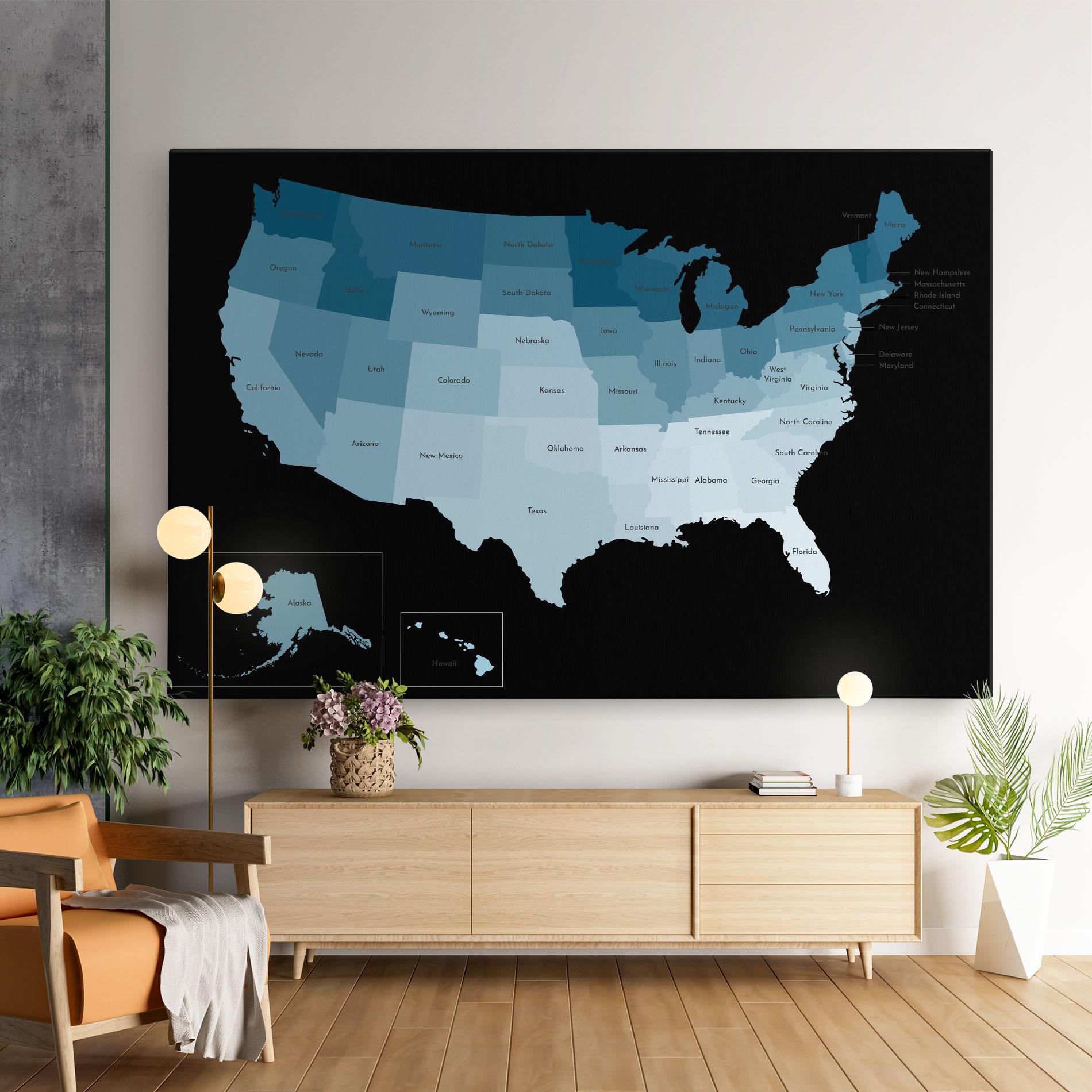 Obraz na Płótnie Sua Blue Map mockup 9