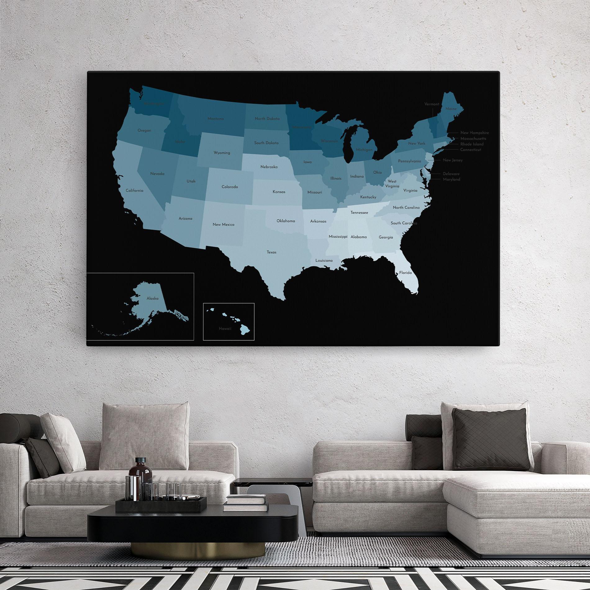 Obraz na Płótnie Sua Blue Map mockup 2