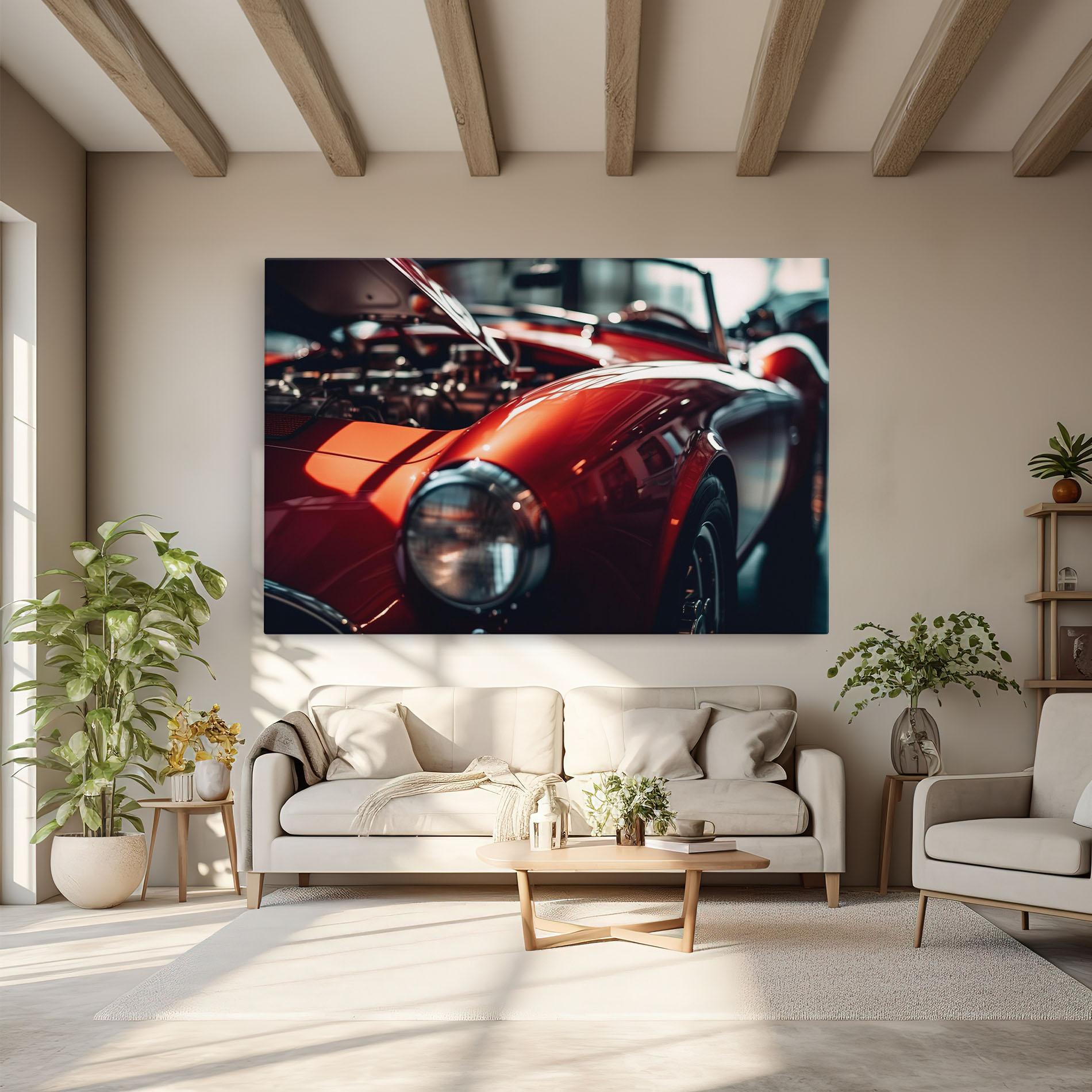 Obraz na Płótnie Old Vintage Red Car mockup 6