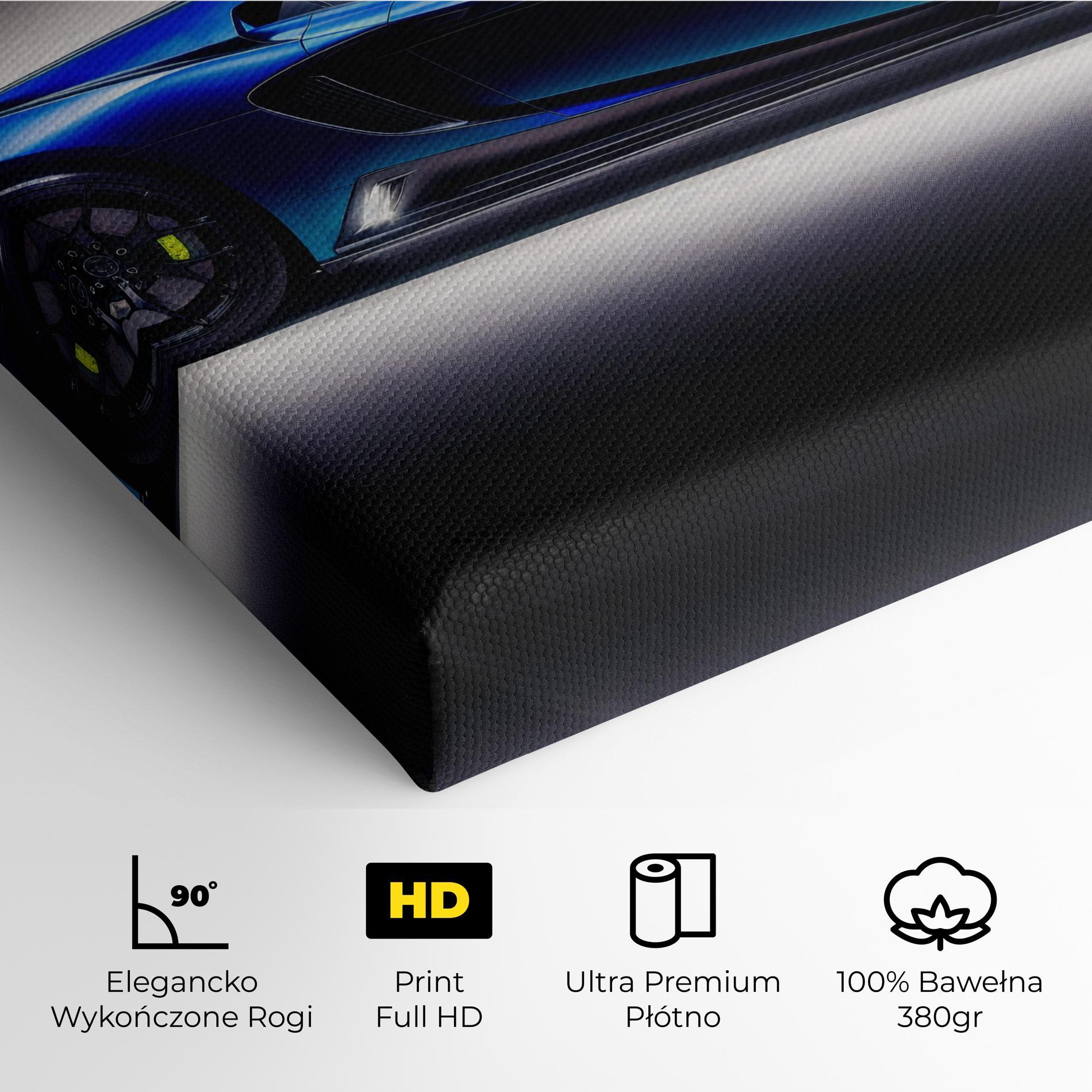 Obraz na Płótnie Blue Hypercar Side mockup 4