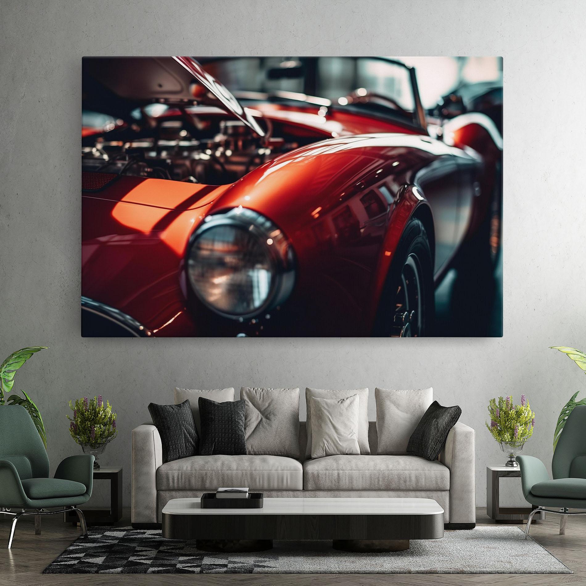 Obraz na Płótnie Old Vintage Red Car mockup 7