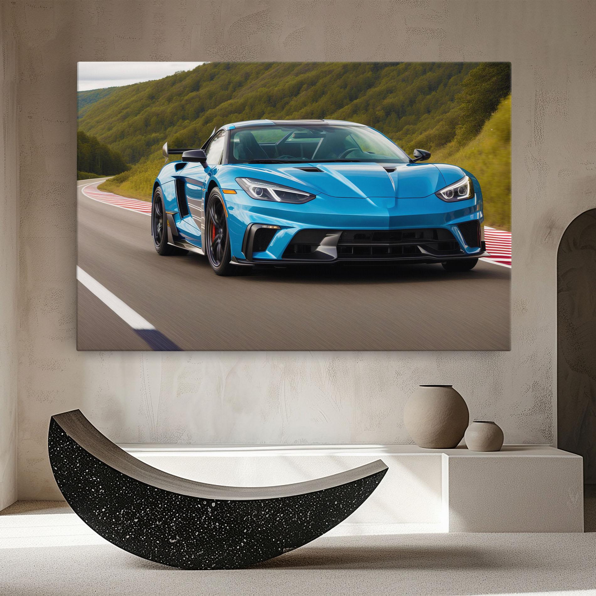 Obraz na Płótnie Blue Sport Car mockup 8