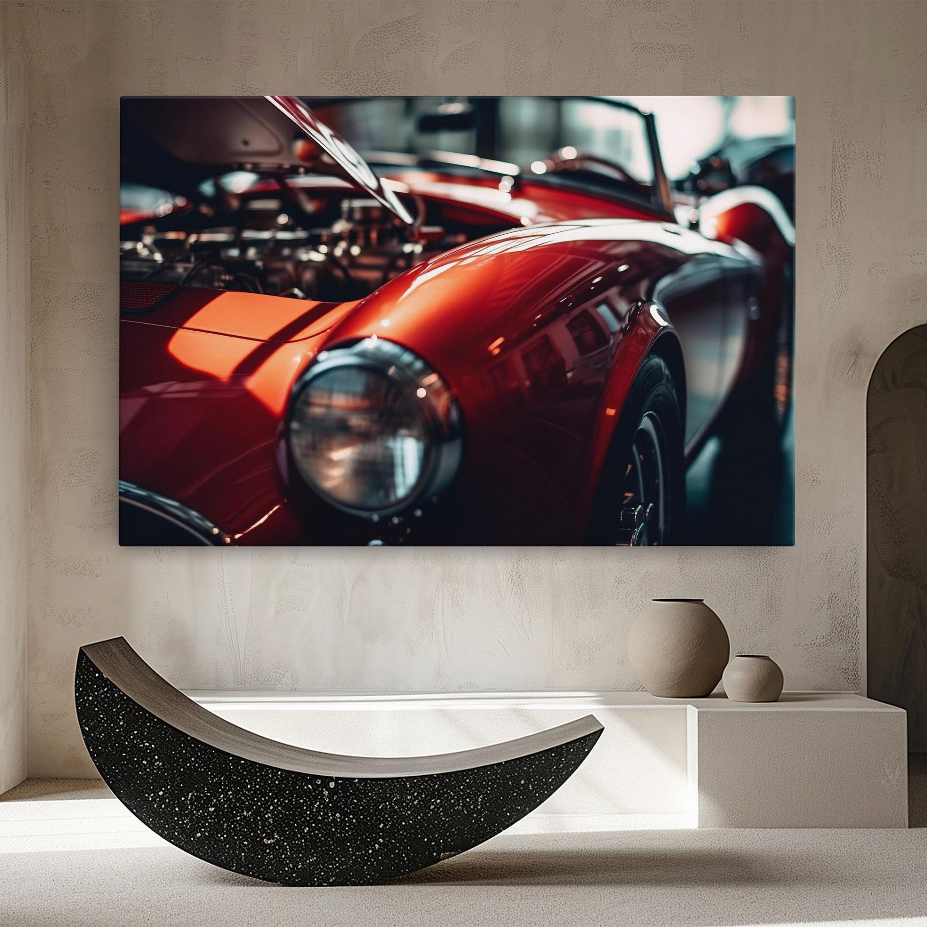 Obraz na Płótnie Old Vintage Red Car mockup 8