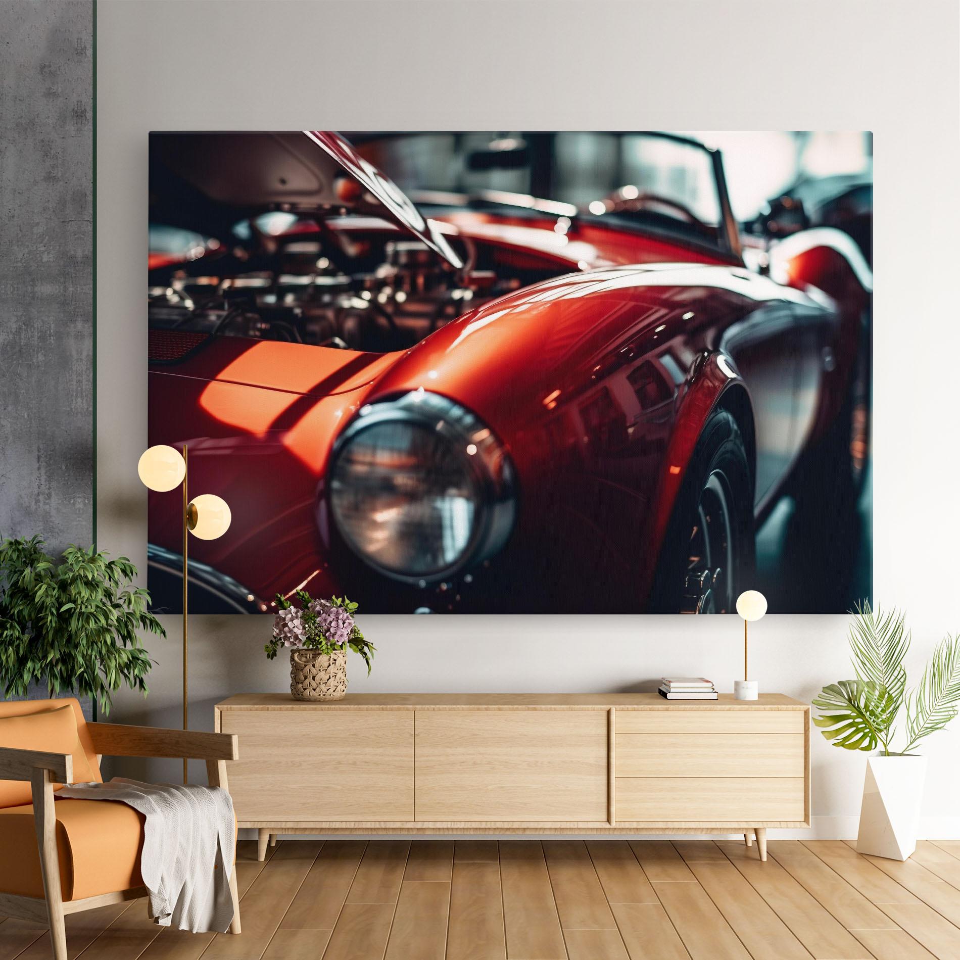 Obraz na Płótnie Old Vintage Red Car mockup 9