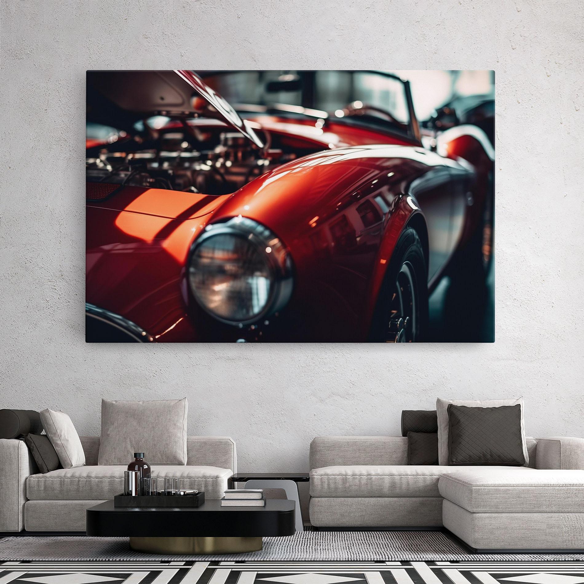 Obraz na Płótnie Old Vintage Red Car mockup 2