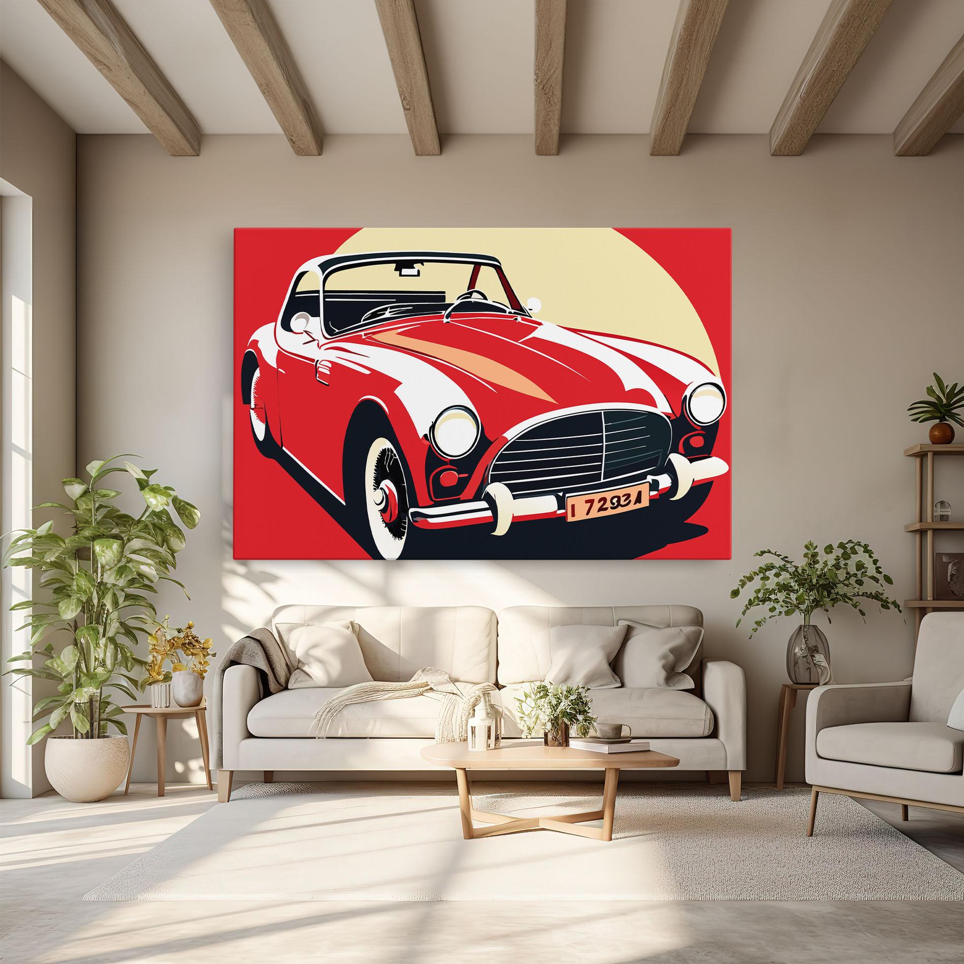 Obraz na Płótnie Red Vintage Car mockup 6