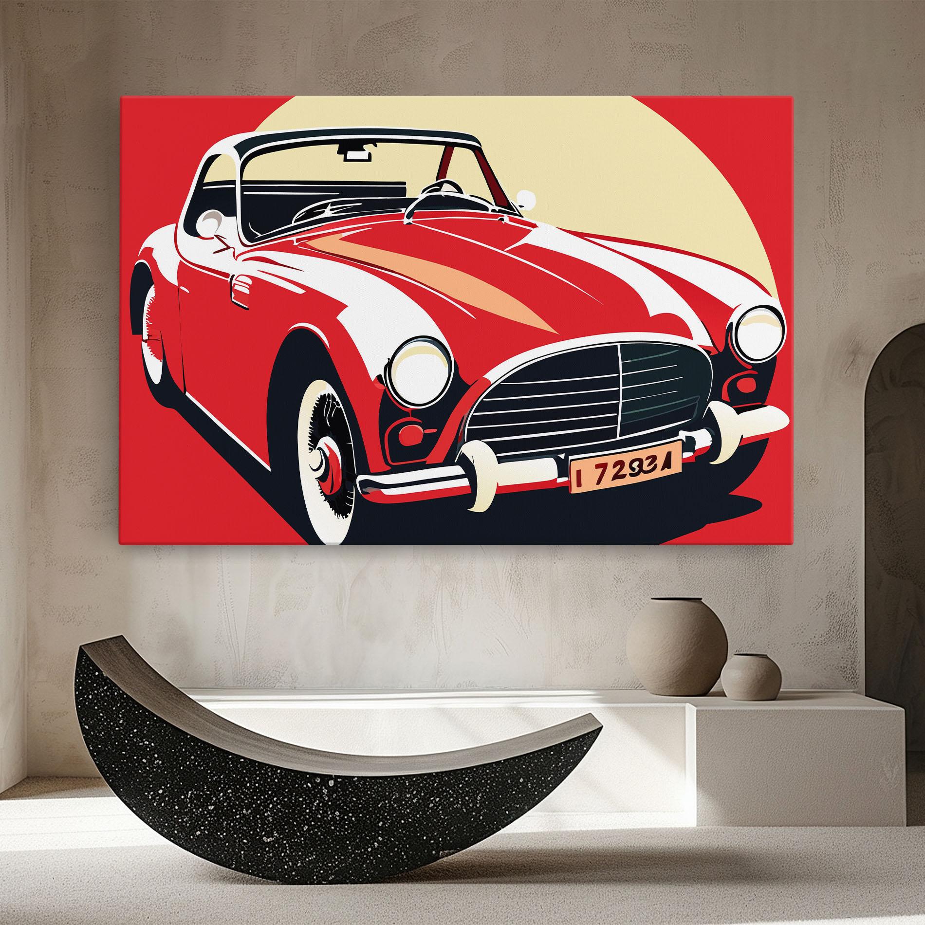 Obraz na Płótnie Red Vintage Car mockup 8