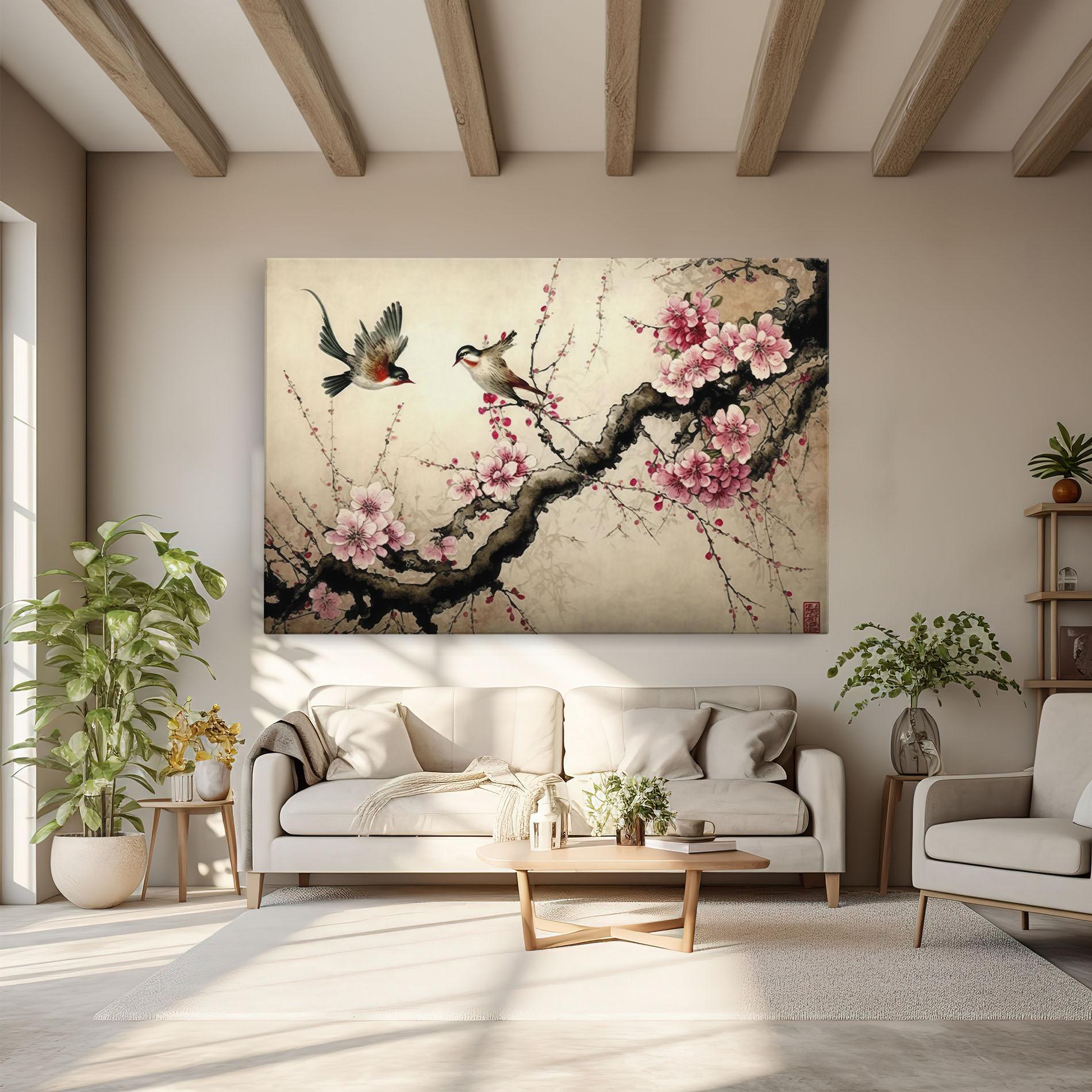 Obraz na Płótnie Cherry Blossom Birds mockup 6