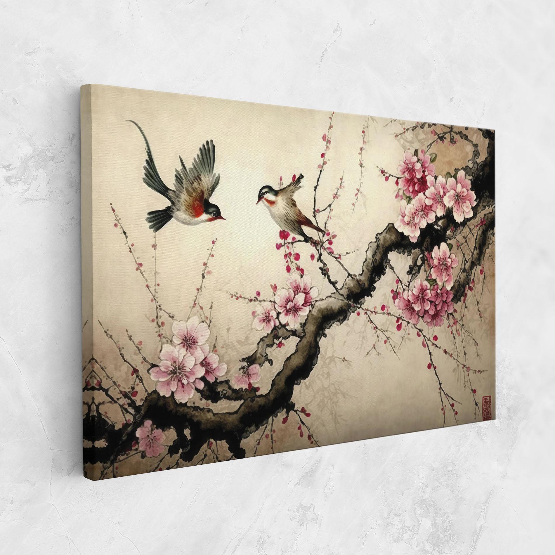 Obraz na Płótnie Cherry Blossom Birds mockup 1