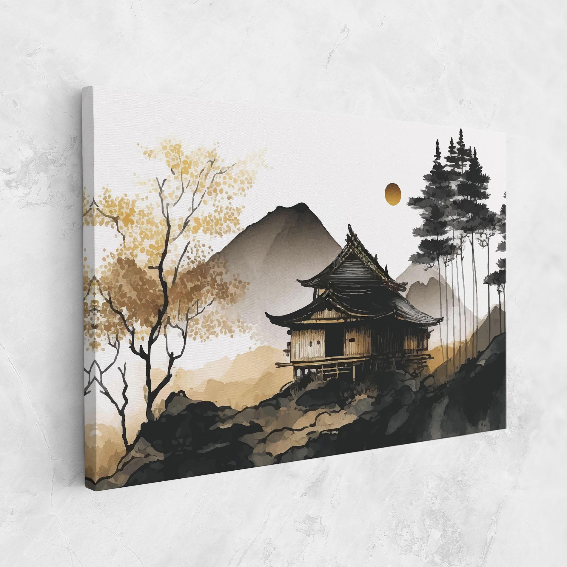 Obraz na Płótnie Gold Japanese Temple mockup 1