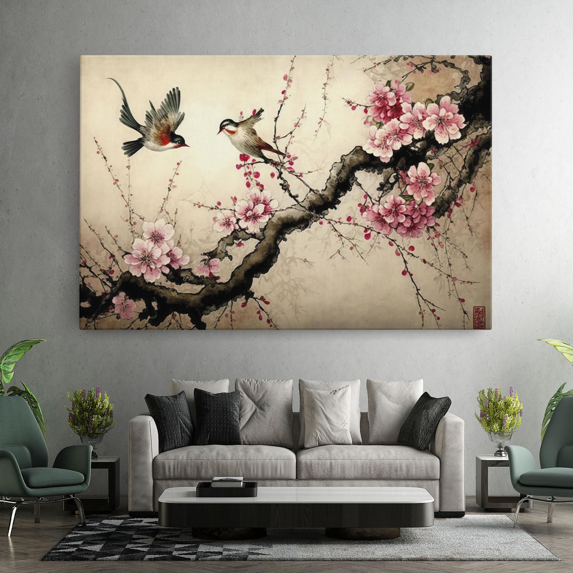 Obraz na Płótnie Cherry Blossom Birds mockup 7