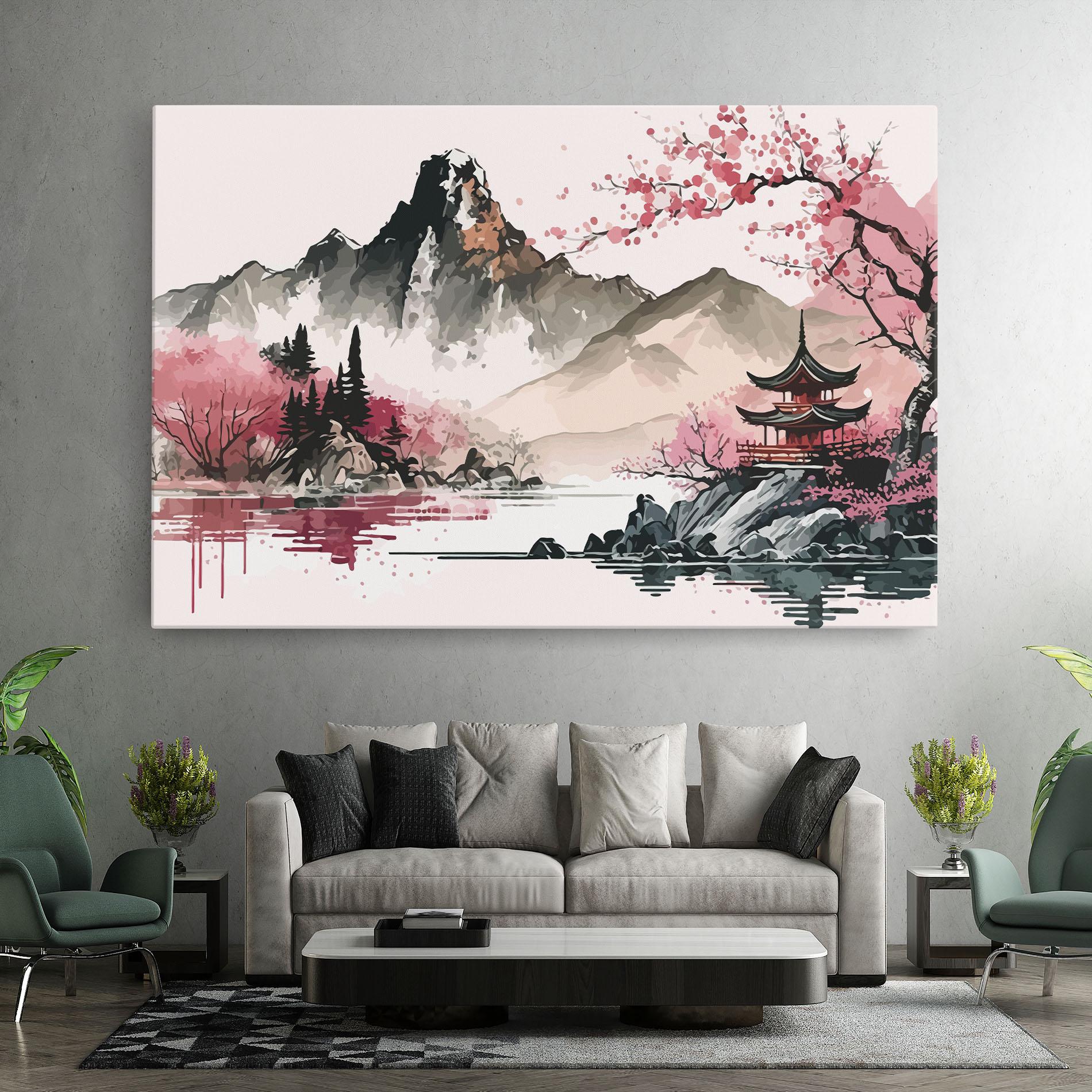 Obraz na Płótnie Pink Asian View mockup 7