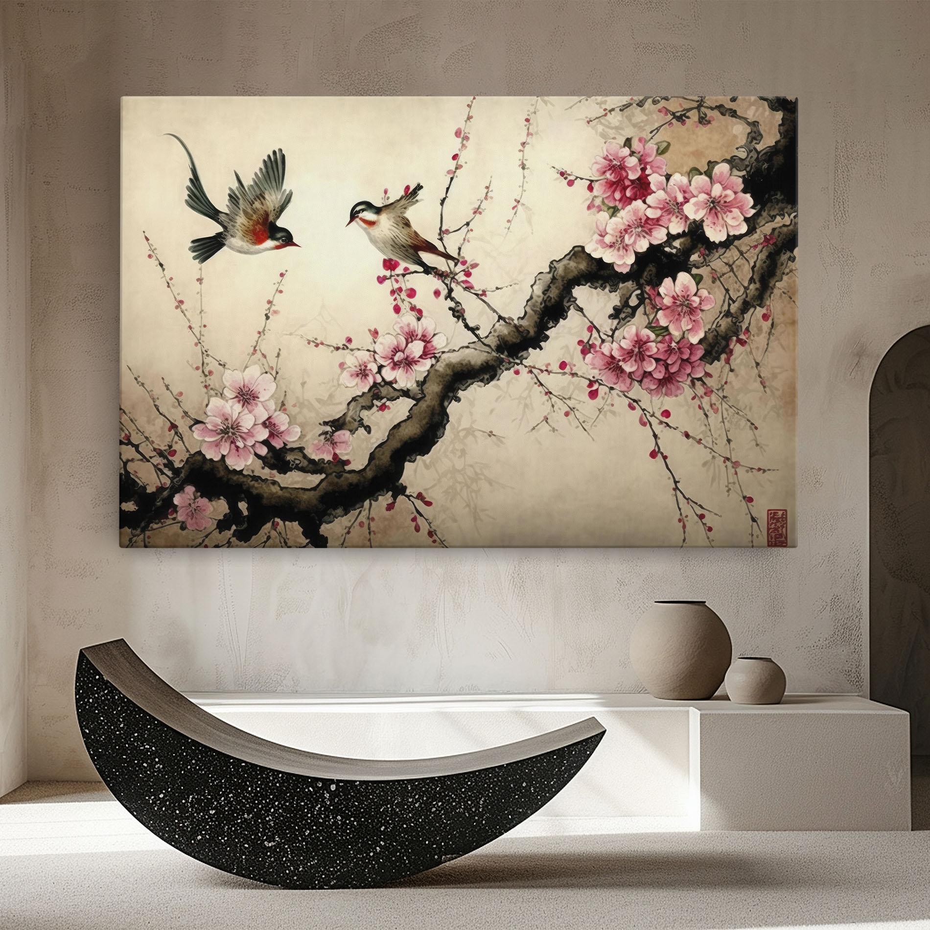 Obraz na Płótnie Cherry Blossom Birds mockup 8