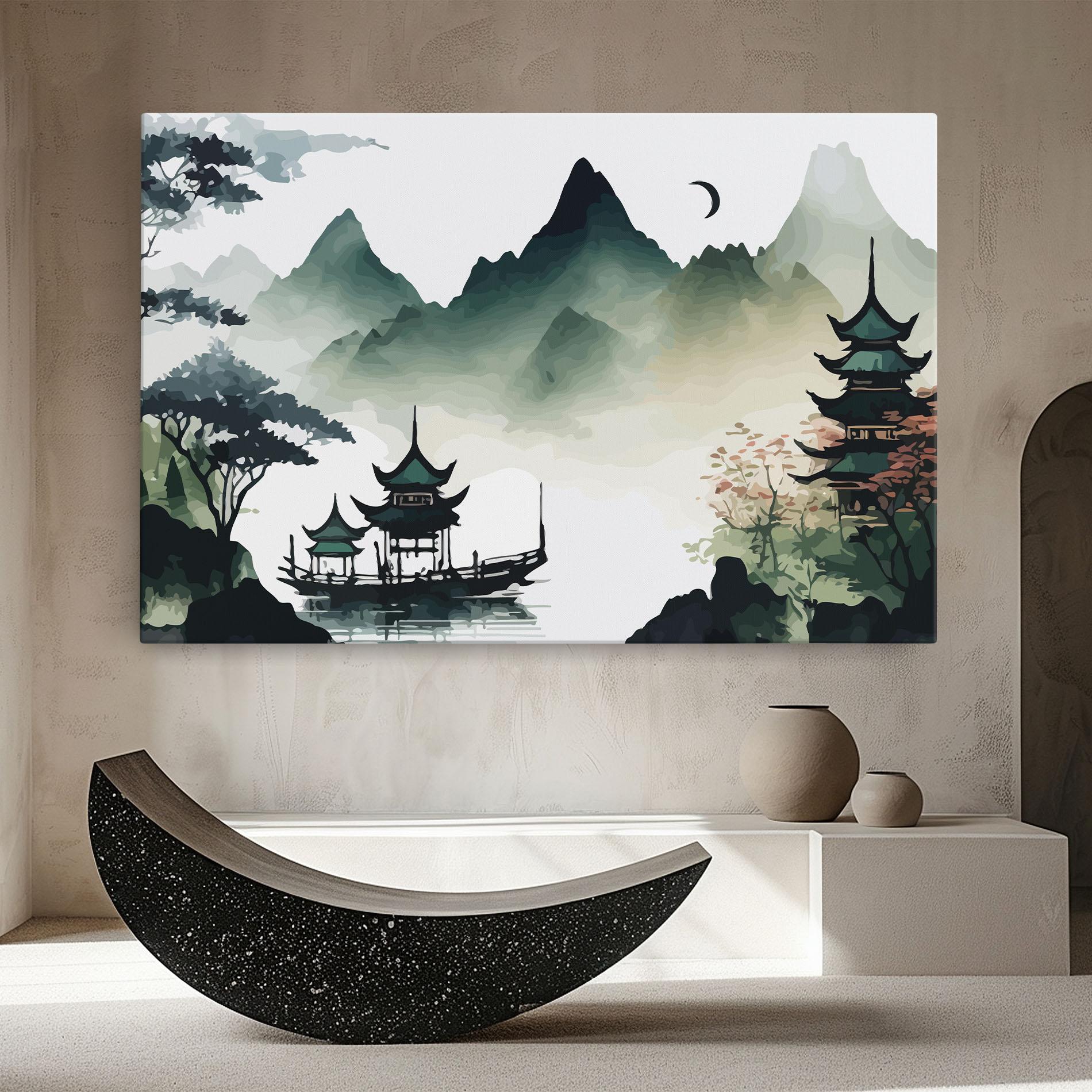 Obraz na Płótnie Green Mountain Moon mockup 8