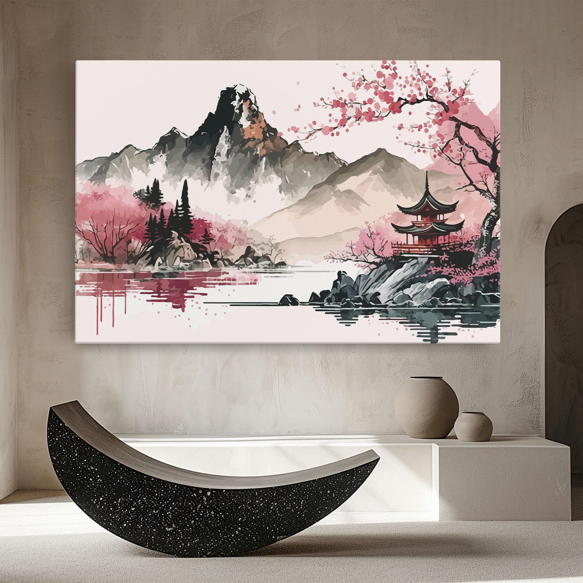 Obraz na Płótnie Pink Asian View mockup 8