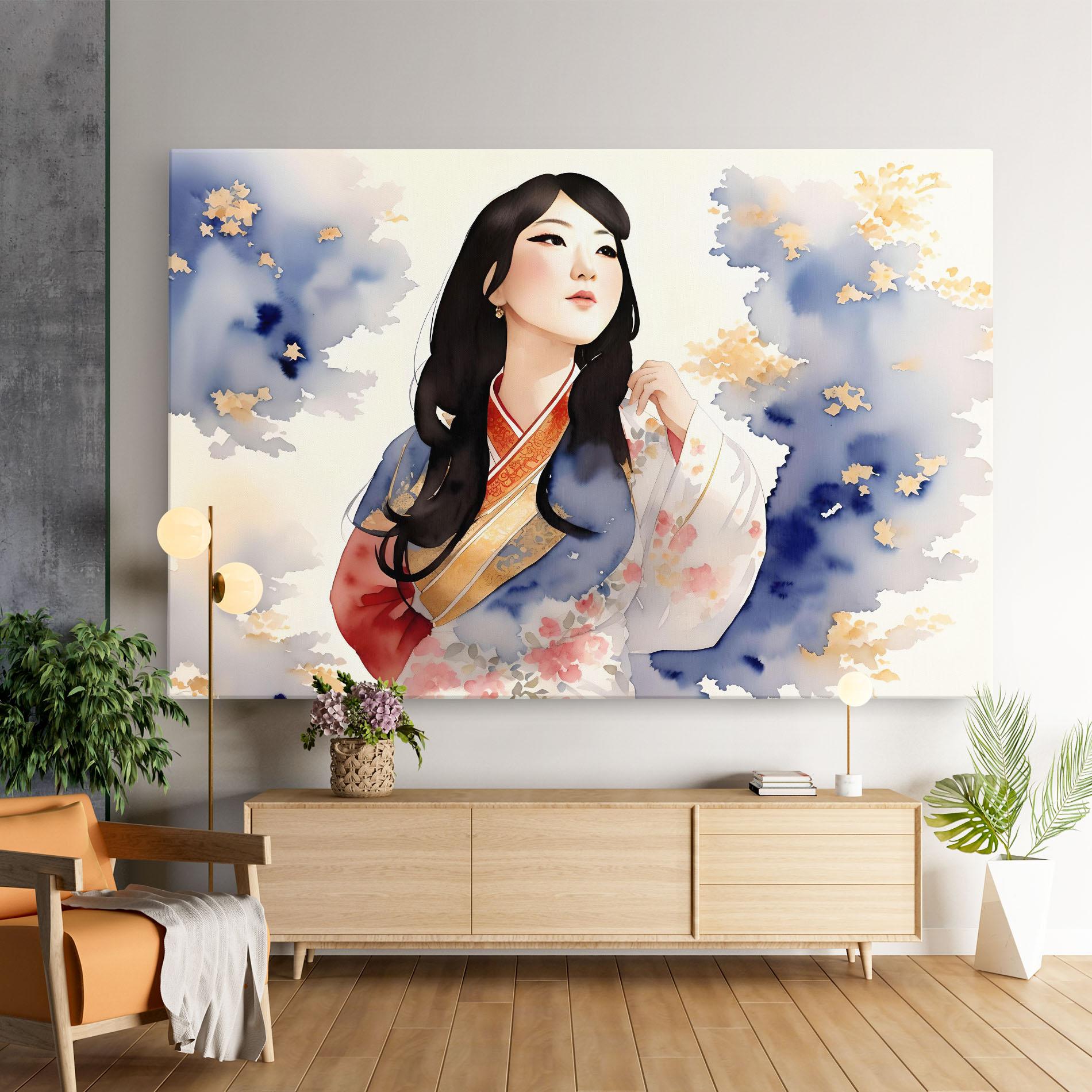 Obraz na Płótnie Asian Woman Dancing mockup 9