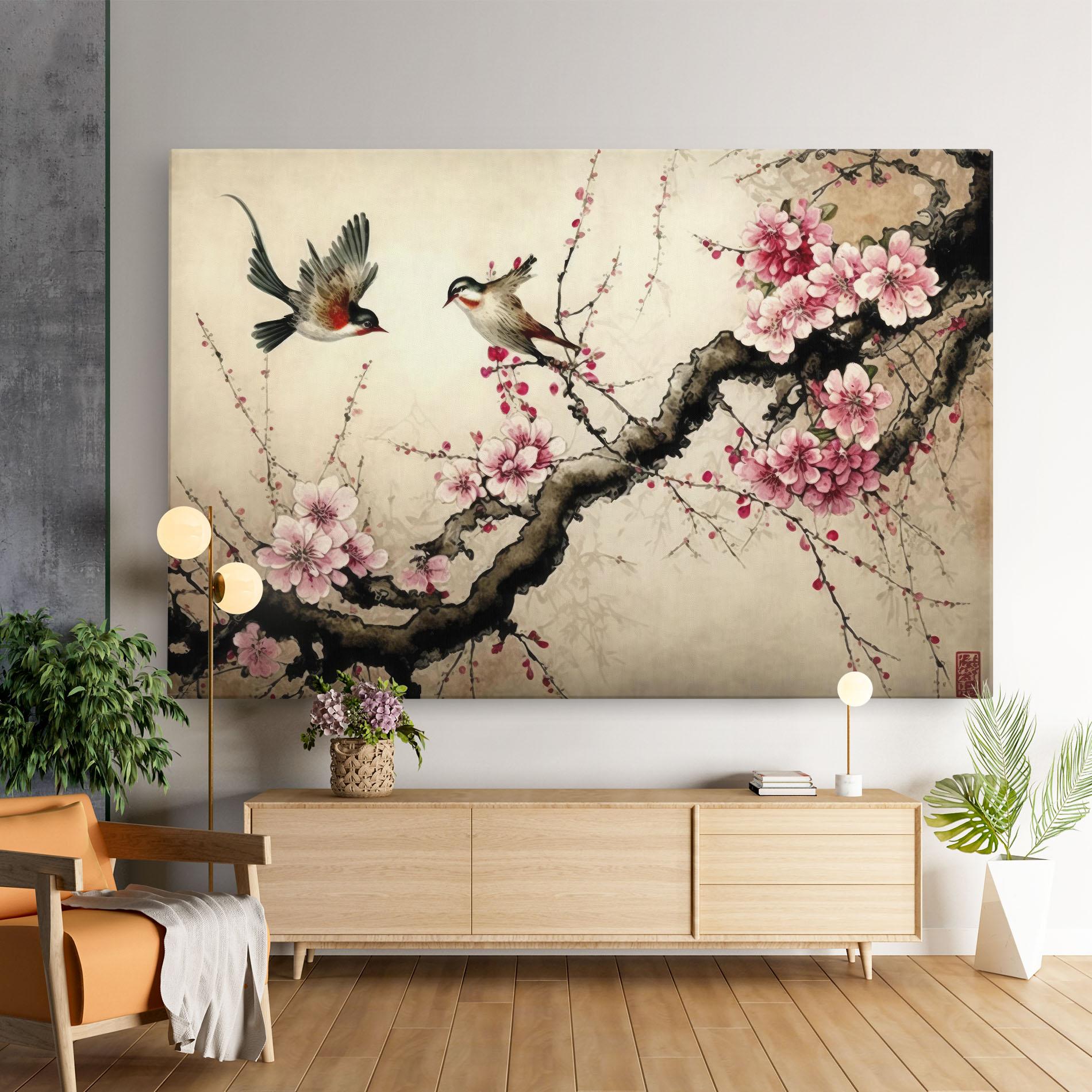 Obraz na Płótnie Cherry Blossom Birds mockup 9