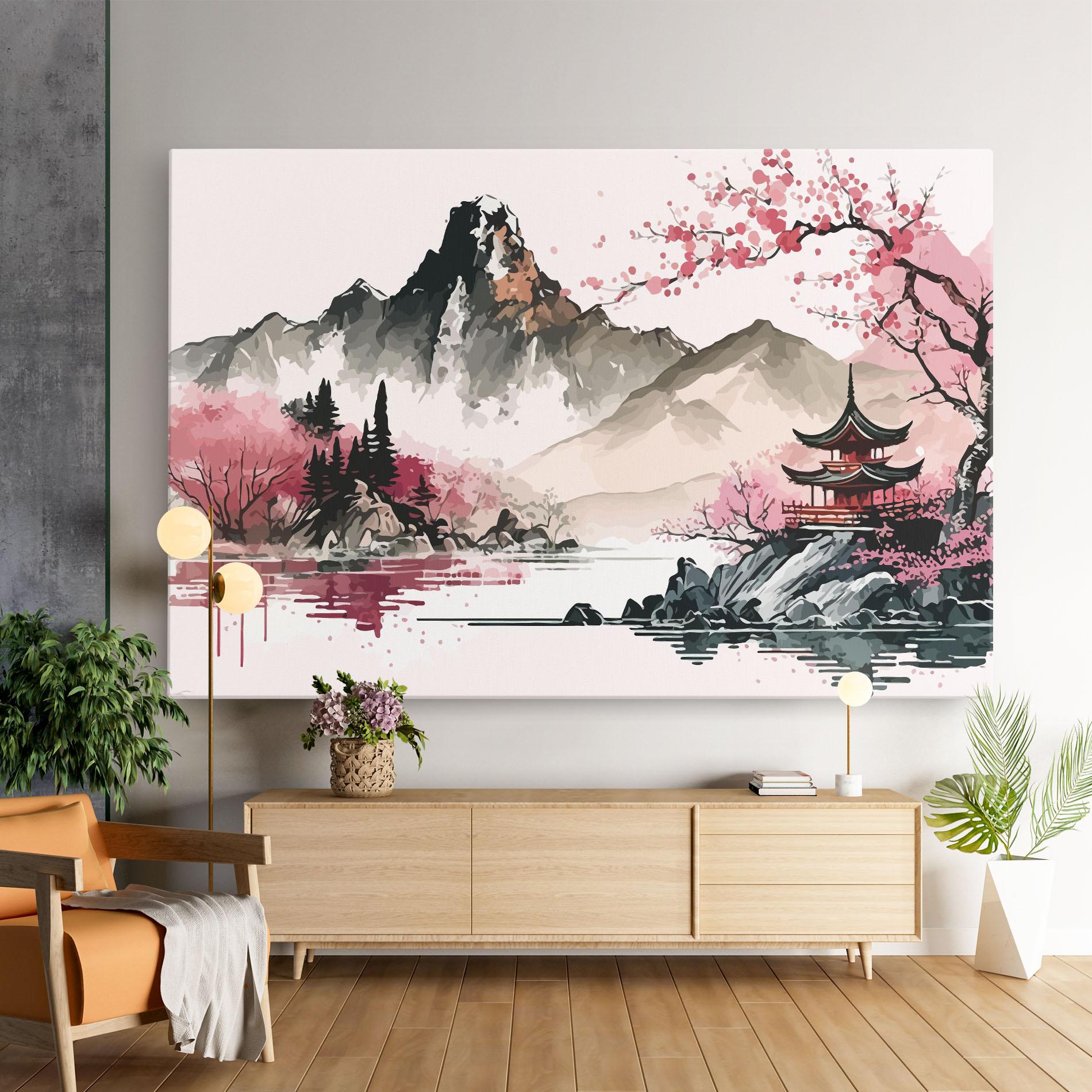 Obraz na Płótnie Pink Asian View mockup 9