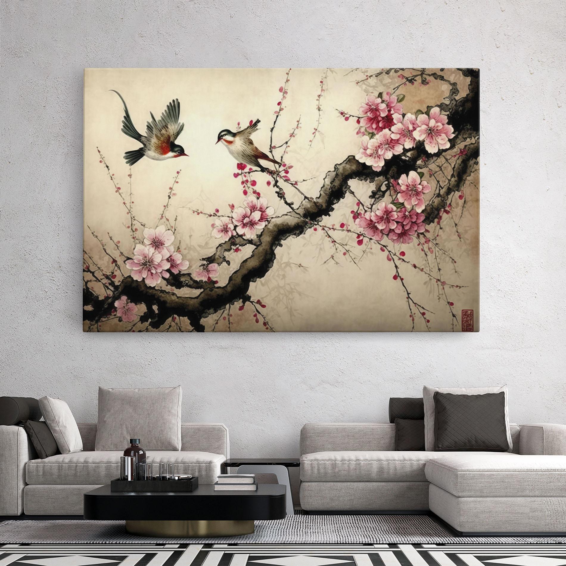 Obraz na Płótnie Cherry Blossom Birds mockup 2