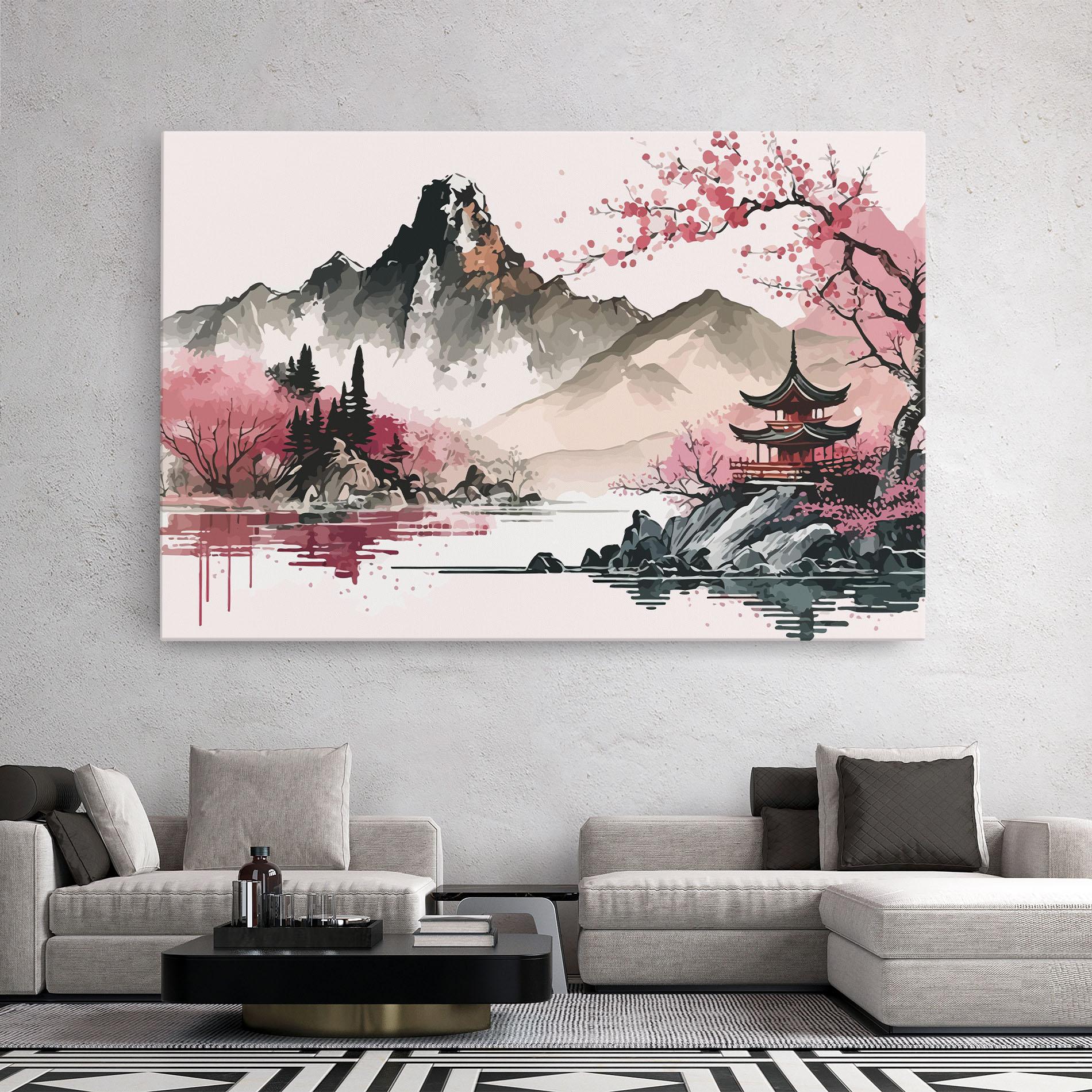 Obraz na Płótnie Pink Asian View mockup 2