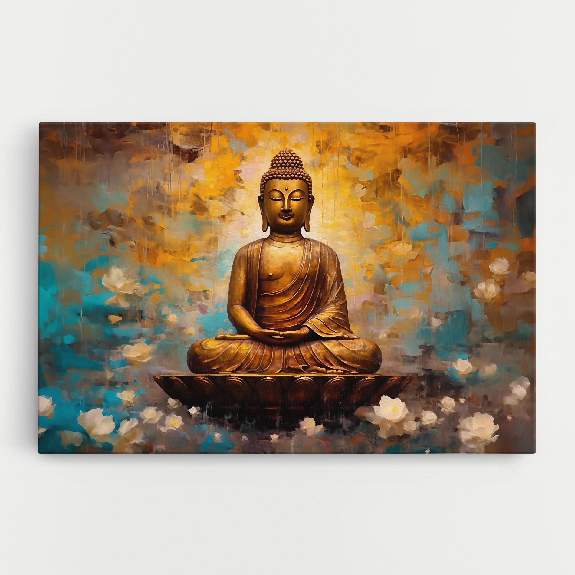 Obraz na Płótnie Blue Gold Buddha mockup 0