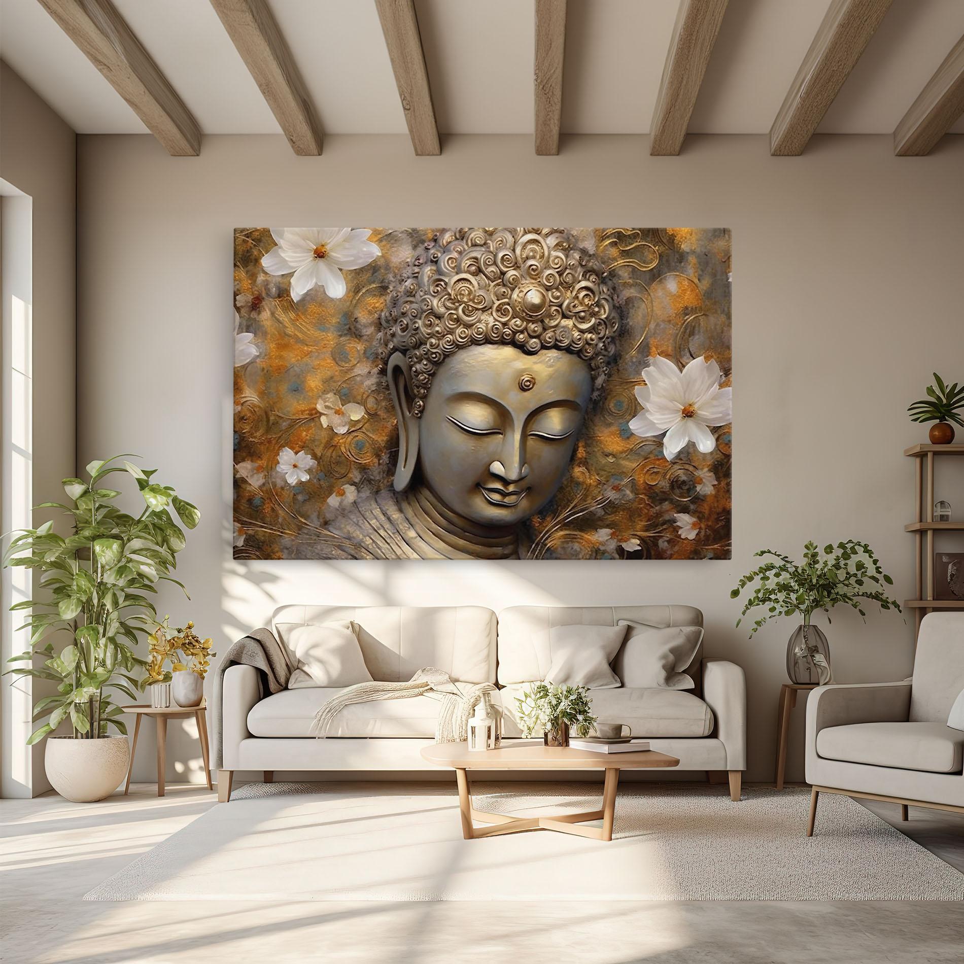 Obraz na Płótnie White Flower Buddha Art mockup 6